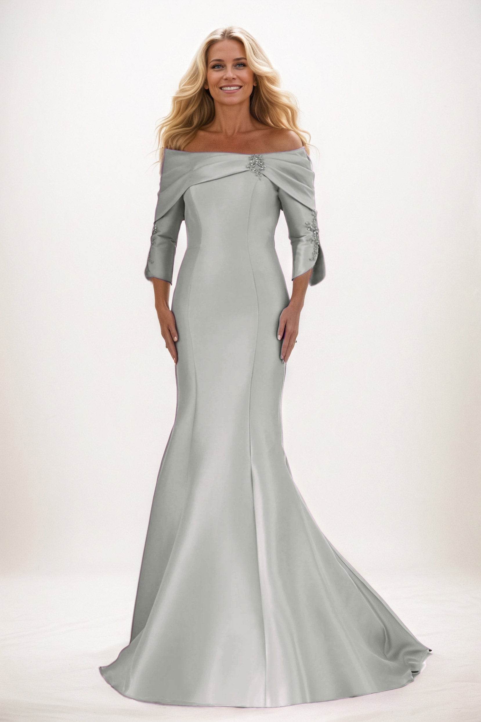 Trumpet-Mermaid Maxi Satin Mother of the Bride Dresses CM0381