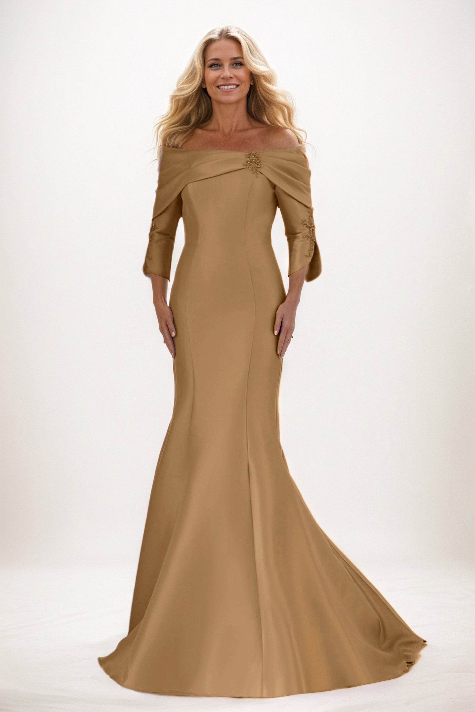 Trumpet-Mermaid Maxi Satin Mother of the Bride Dresses CM0381