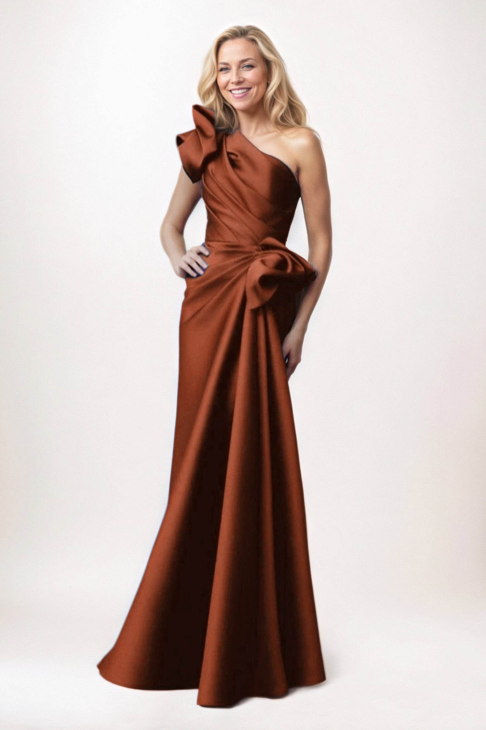 Sheath-Column Maxi Satin Mother of the Bride Dresses CM0383