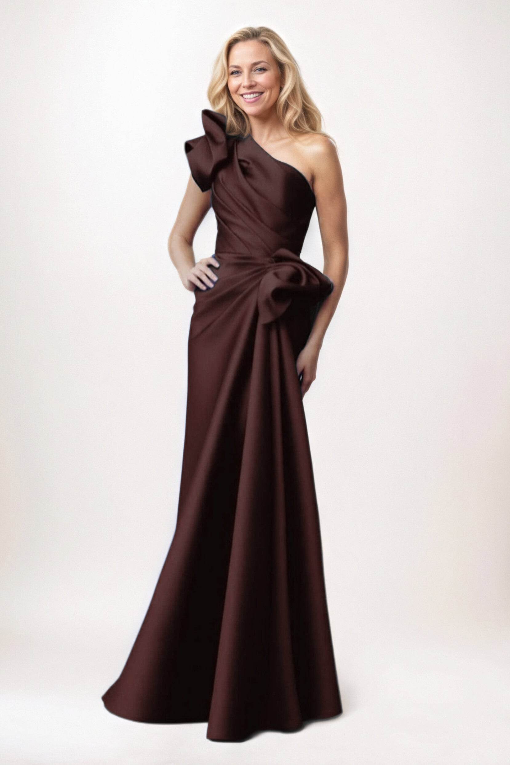 Sheath-Column Maxi Satin Mother of the Bride Dresses CM0383