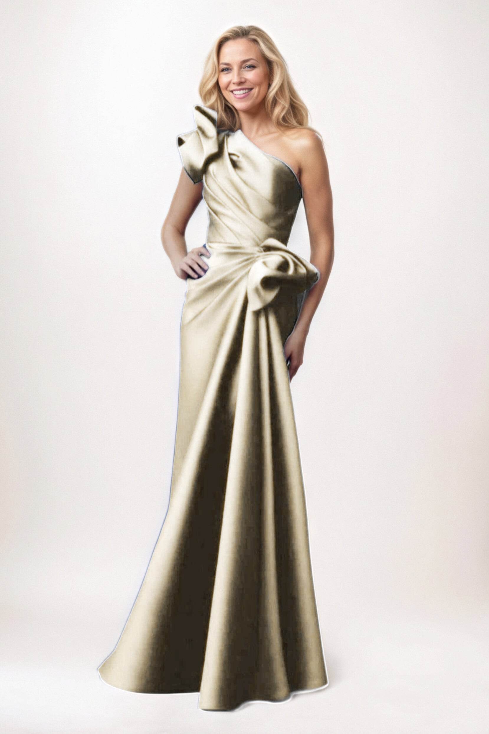 Sheath-Column Maxi Satin Mother of the Bride Dresses CM0383
