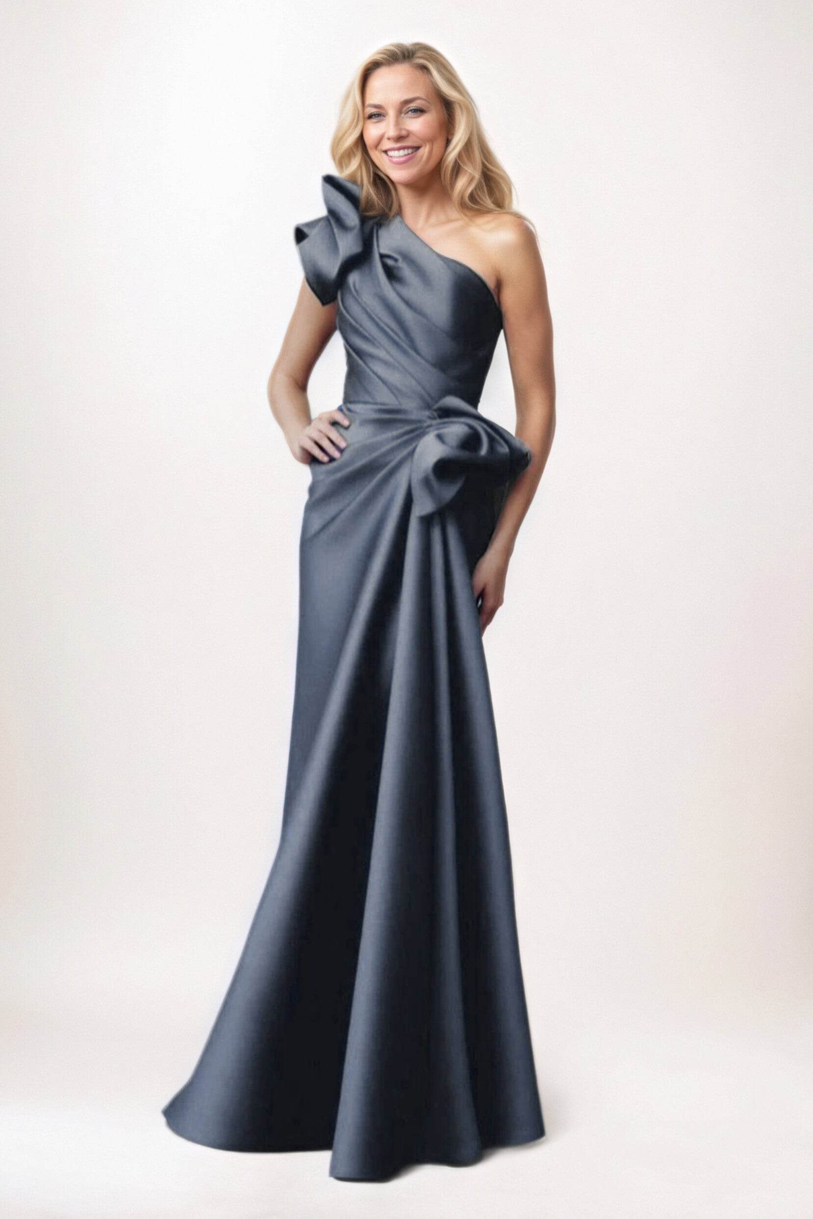 Sheath-Column Maxi Satin Mother of the Bride Dresses CM0383