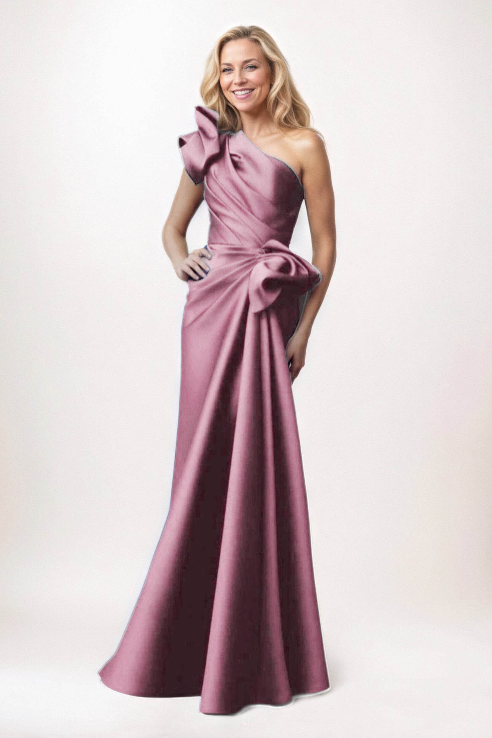 Sheath-Column Maxi Satin Mother of the Bride Dresses CM0383