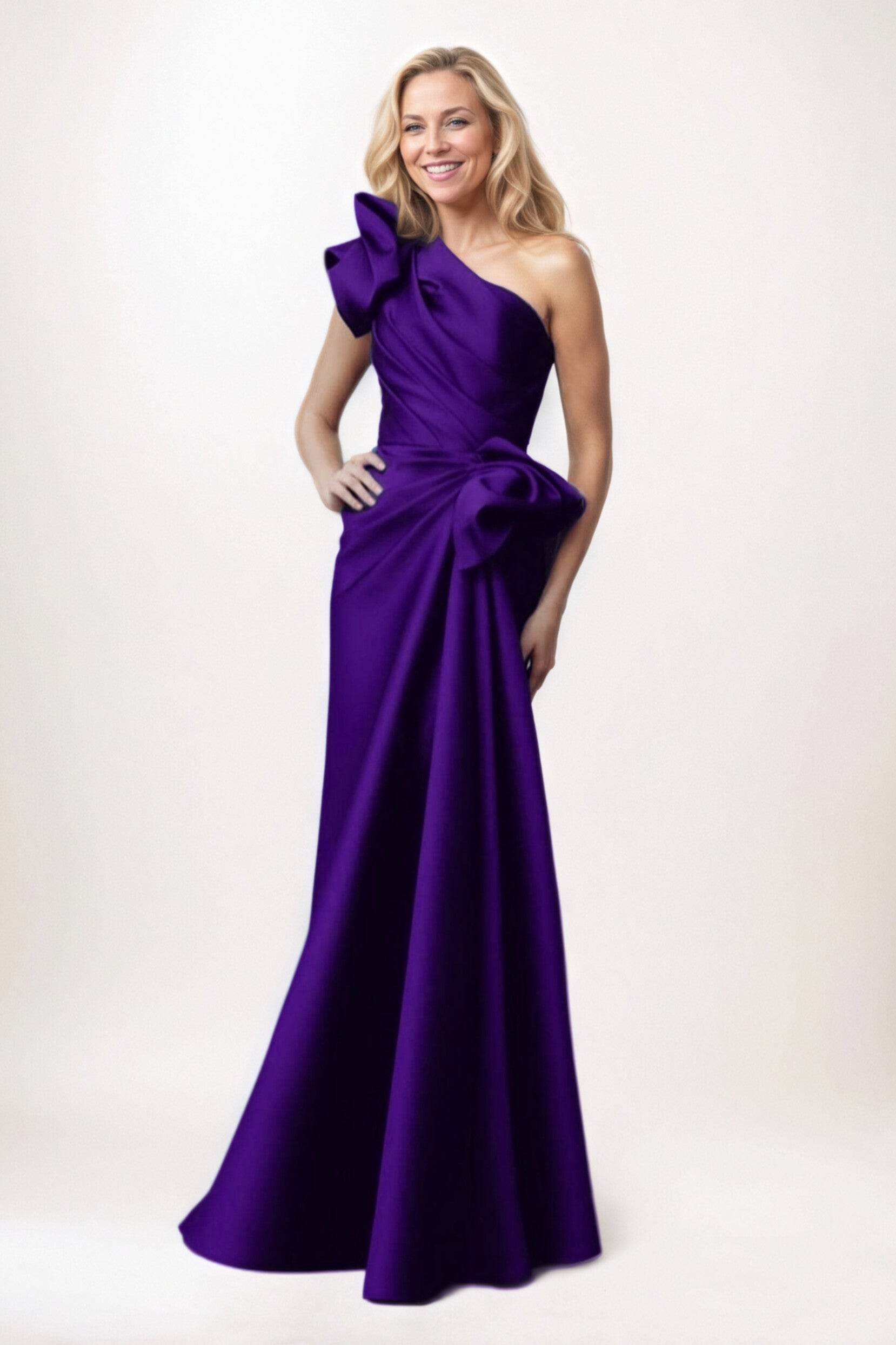 Sheath-Column Maxi Satin Mother of the Bride Dresses CM0383