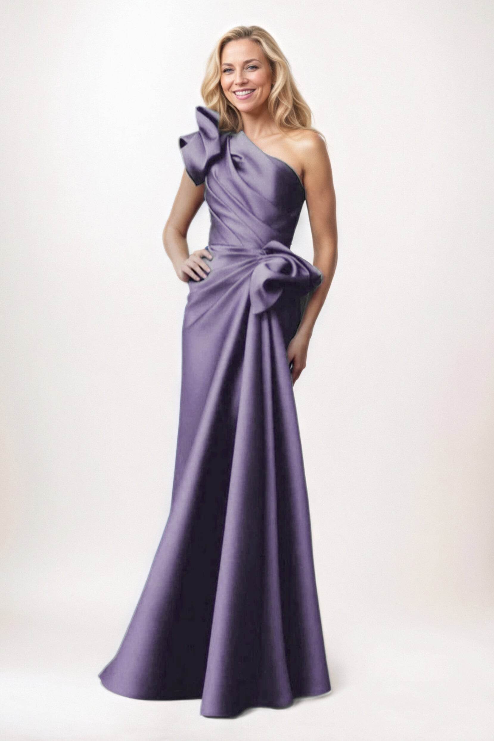 Sheath-Column Maxi Satin Mother of the Bride Dresses CM0383
