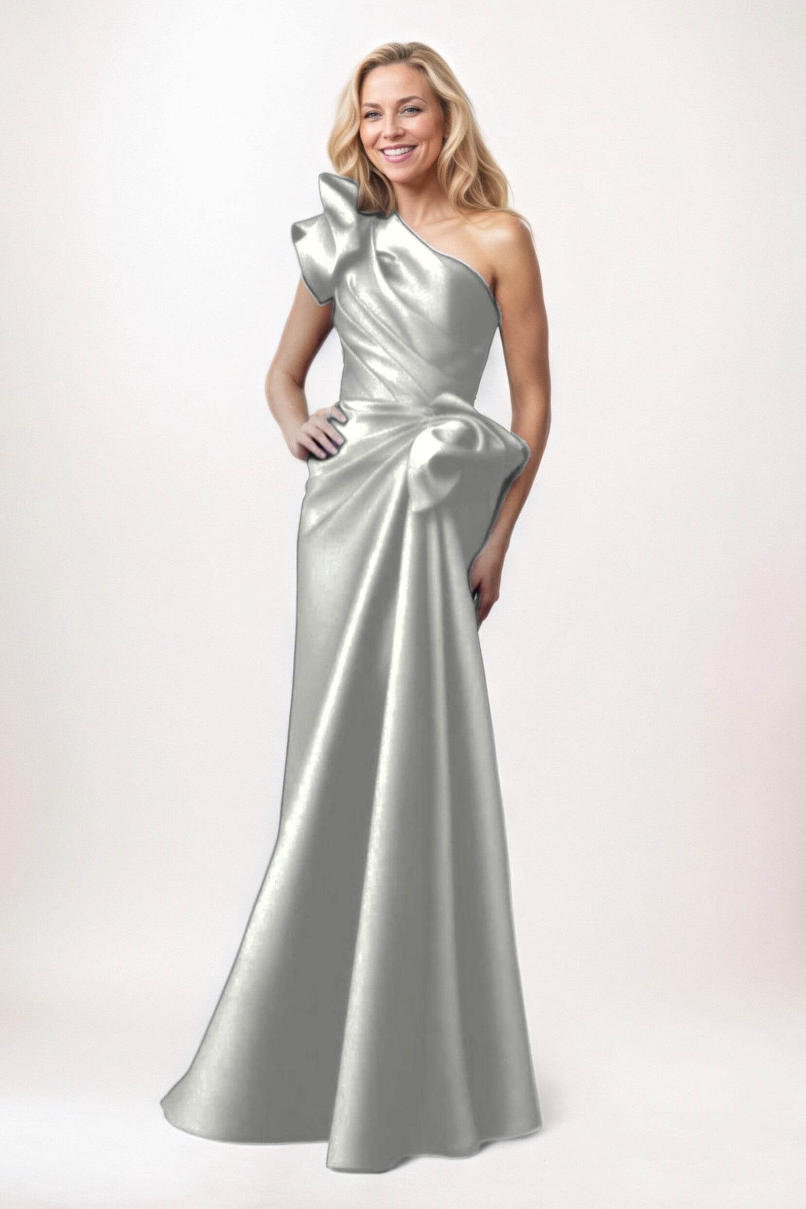 Sheath-Column Maxi Satin Mother of the Bride Dresses CM0383