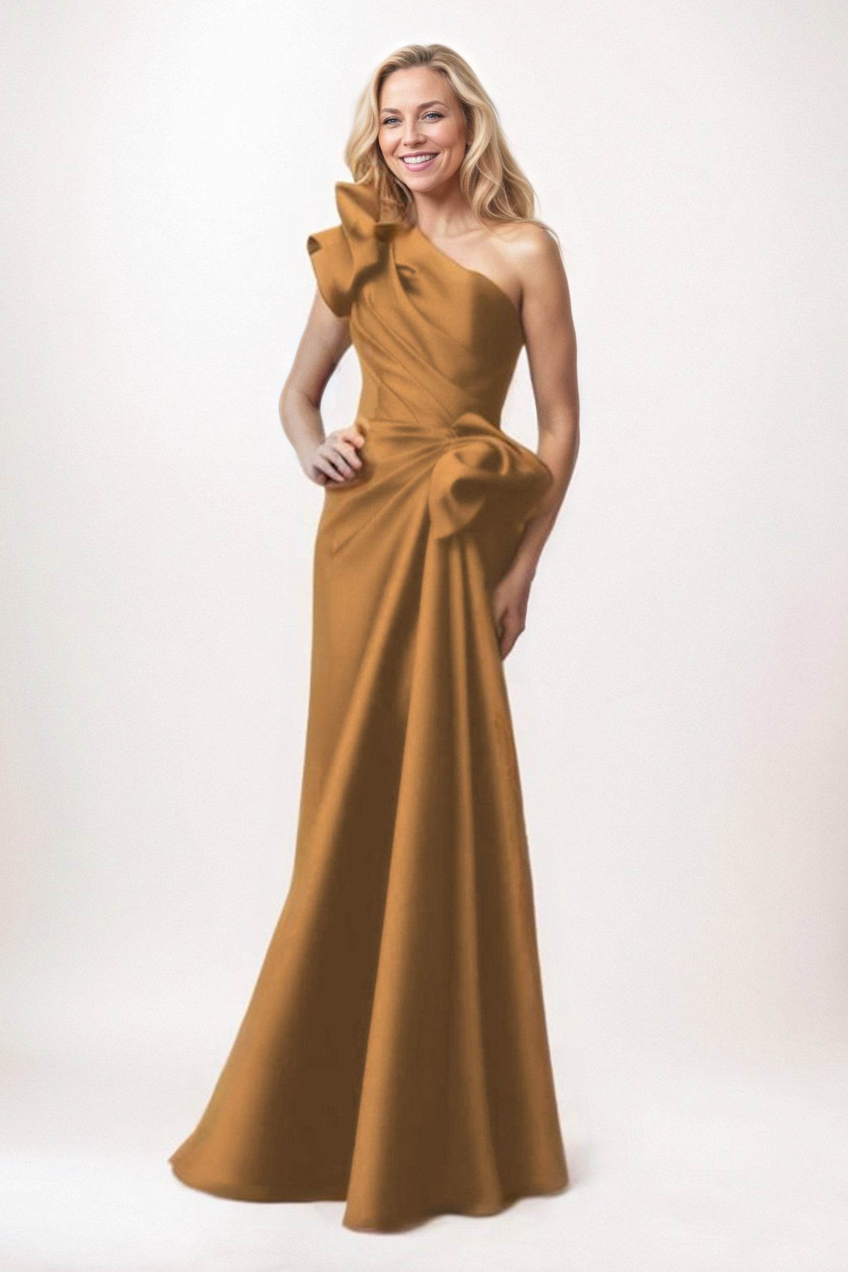 Sheath-Column Maxi Satin Mother of the Bride Dresses CM0383