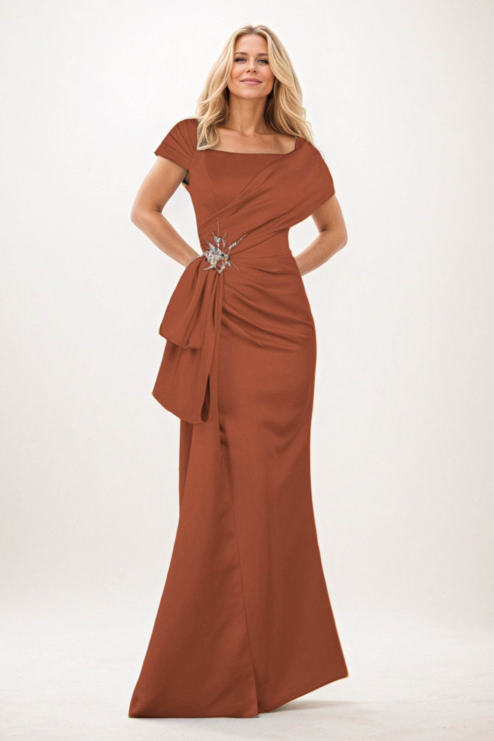 Trumpet-Mermaid Maxi Satin Mother of the Bride Dresses CM0385