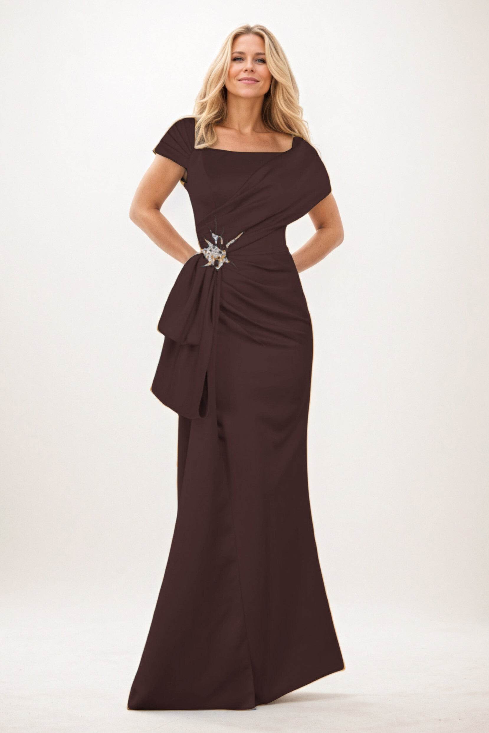 Trumpet-Mermaid Maxi Satin Mother of the Bride Dresses CM0385