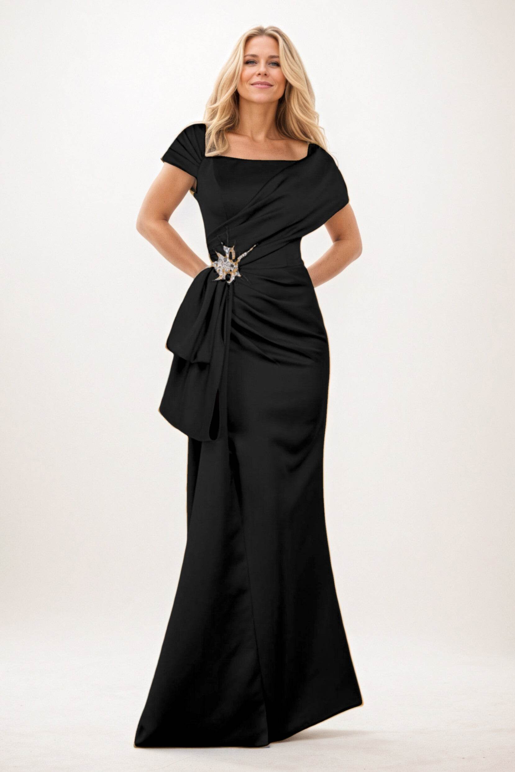 Trumpet-Mermaid Maxi Satin Mother of the Bride Dresses CM0385