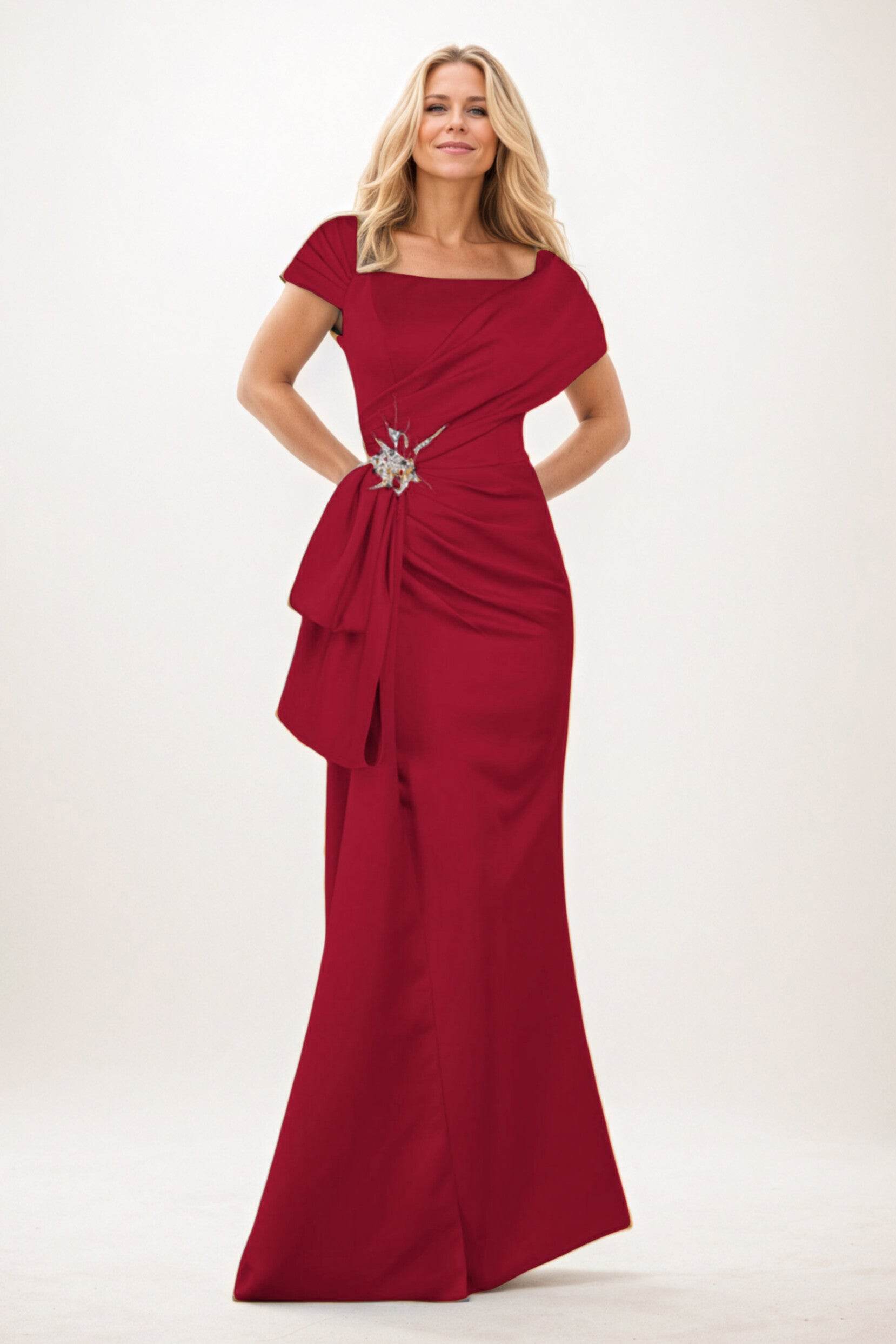 Trumpet-Mermaid Maxi Satin Mother of the Bride Dresses CM0385