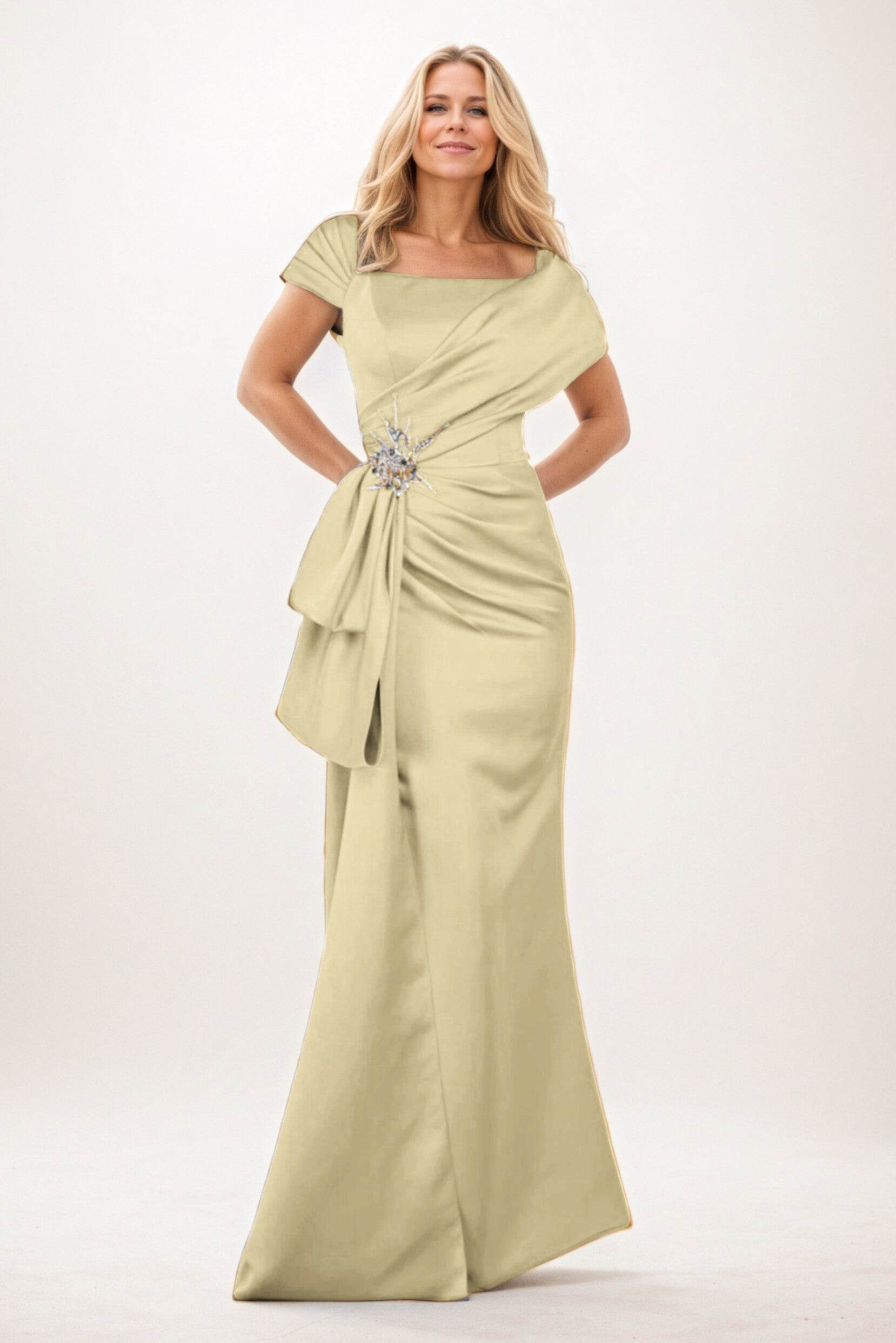 Trumpet-Mermaid Maxi Satin Mother of the Bride Dresses CM0385