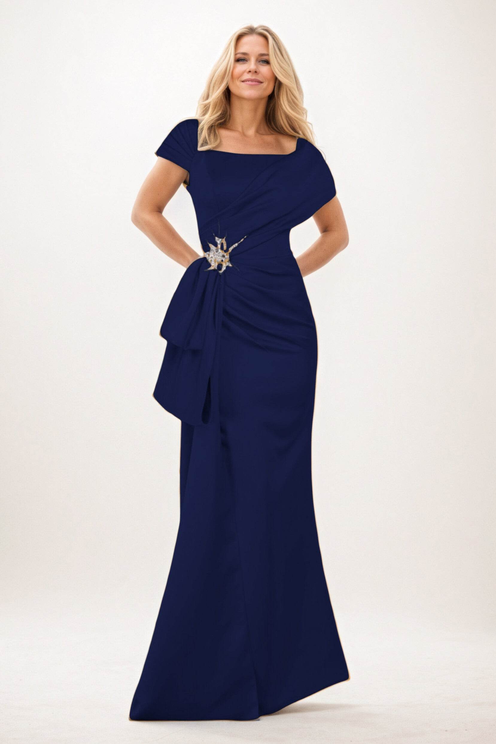 Trumpet-Mermaid Maxi Satin Mother of the Bride Dresses CM0385