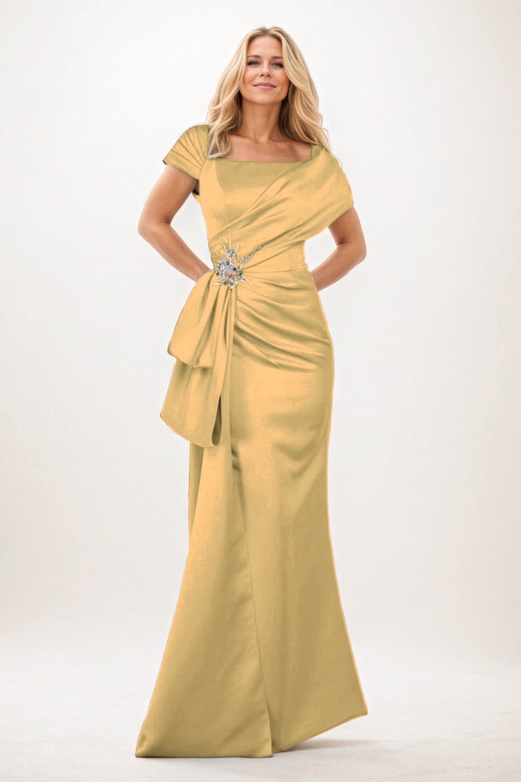 Trumpet-Mermaid Maxi Satin Mother of the Bride Dresses CM0385