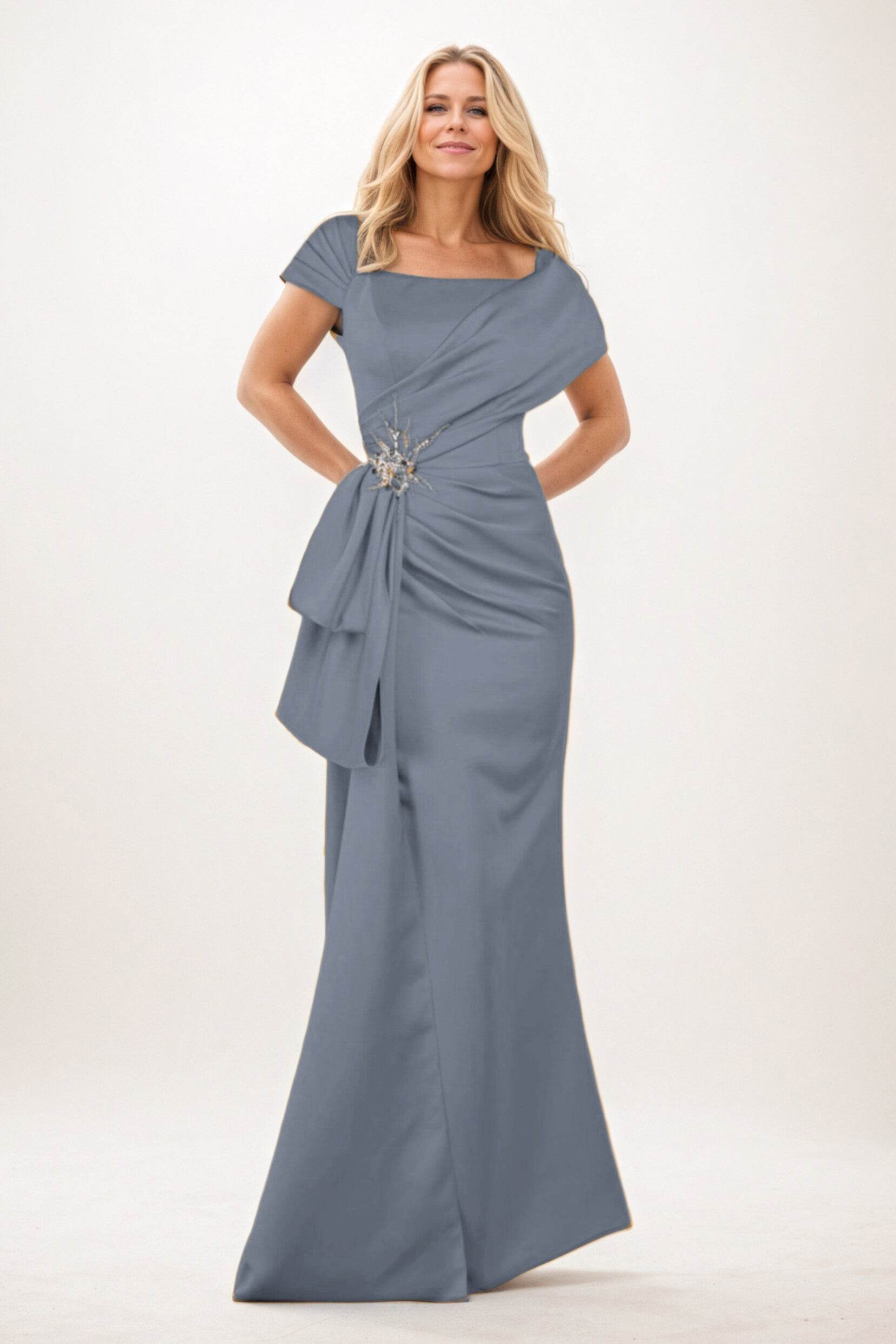 Trumpet-Mermaid Maxi Satin Mother of the Bride Dresses CM0385