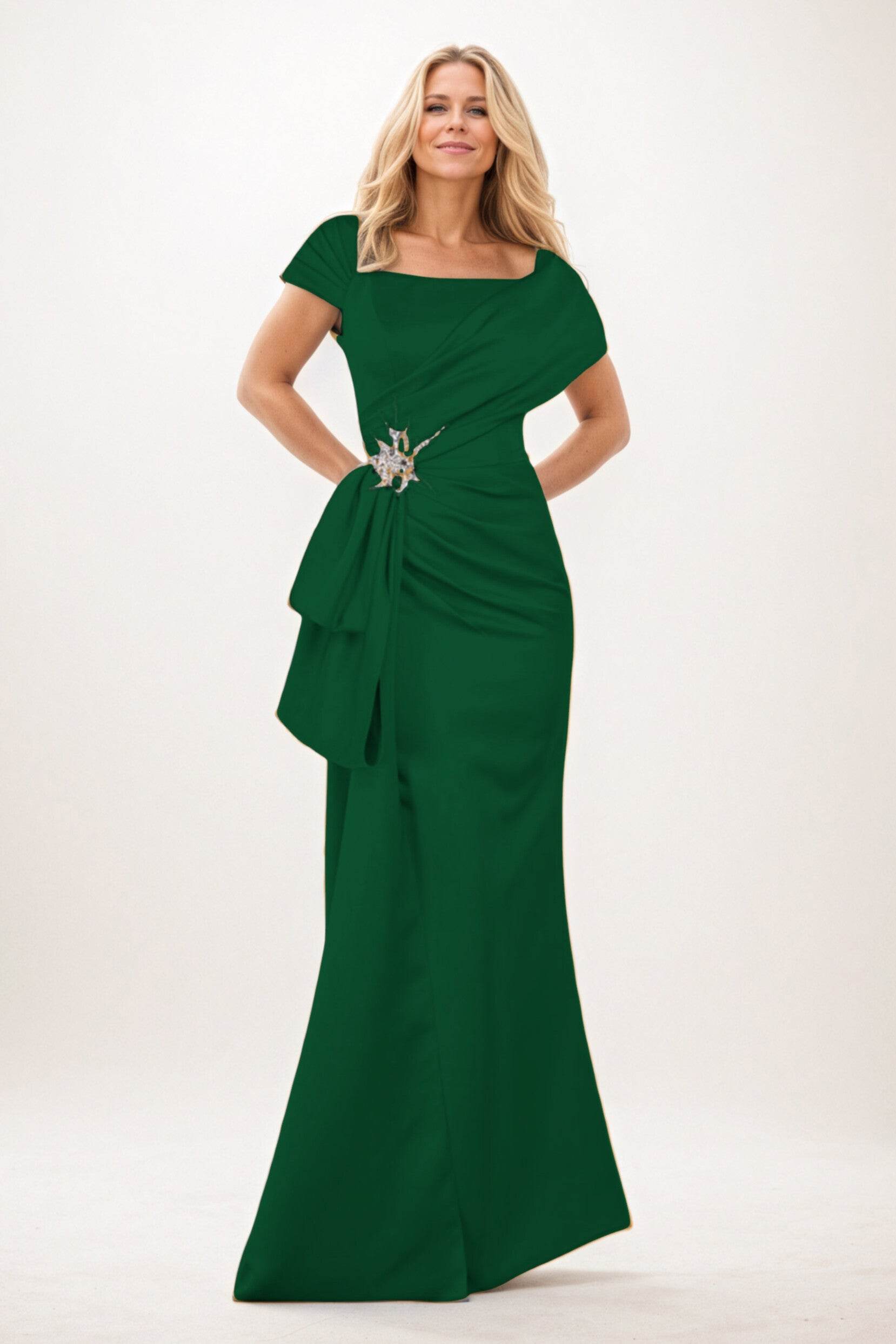 Trumpet-Mermaid Maxi Satin Mother of the Bride Dresses CM0385