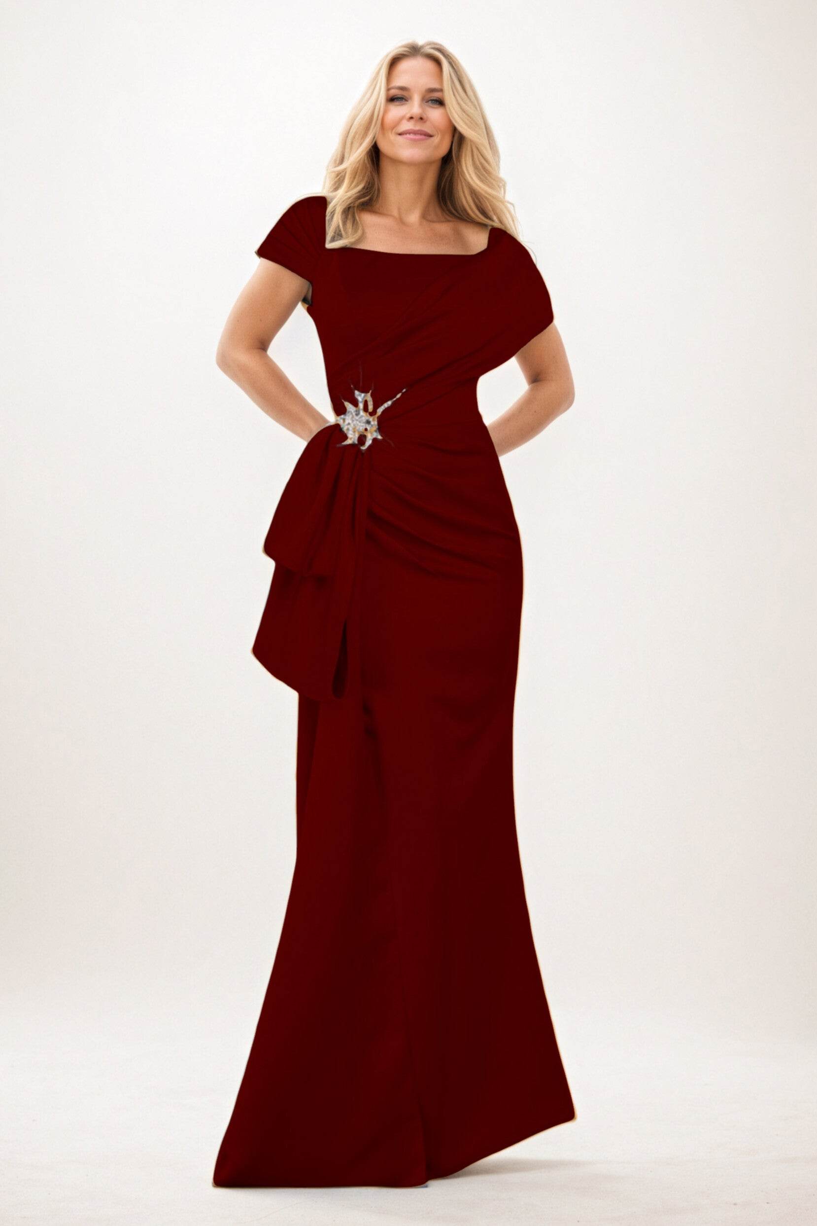 Trumpet-Mermaid Maxi Satin Mother of the Bride Dresses CM0385