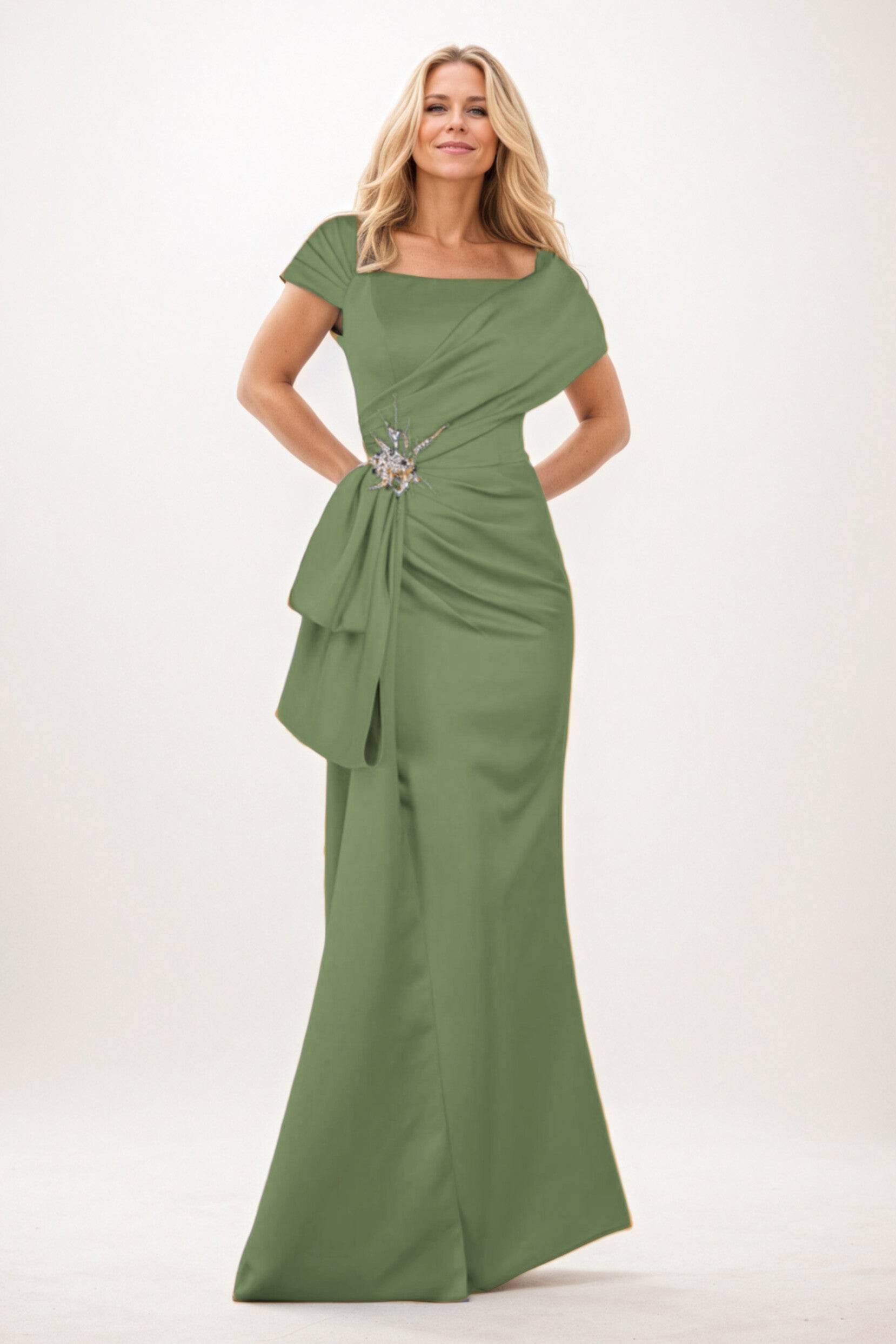 Trumpet-Mermaid Maxi Satin Mother of the Bride Dresses CM0385