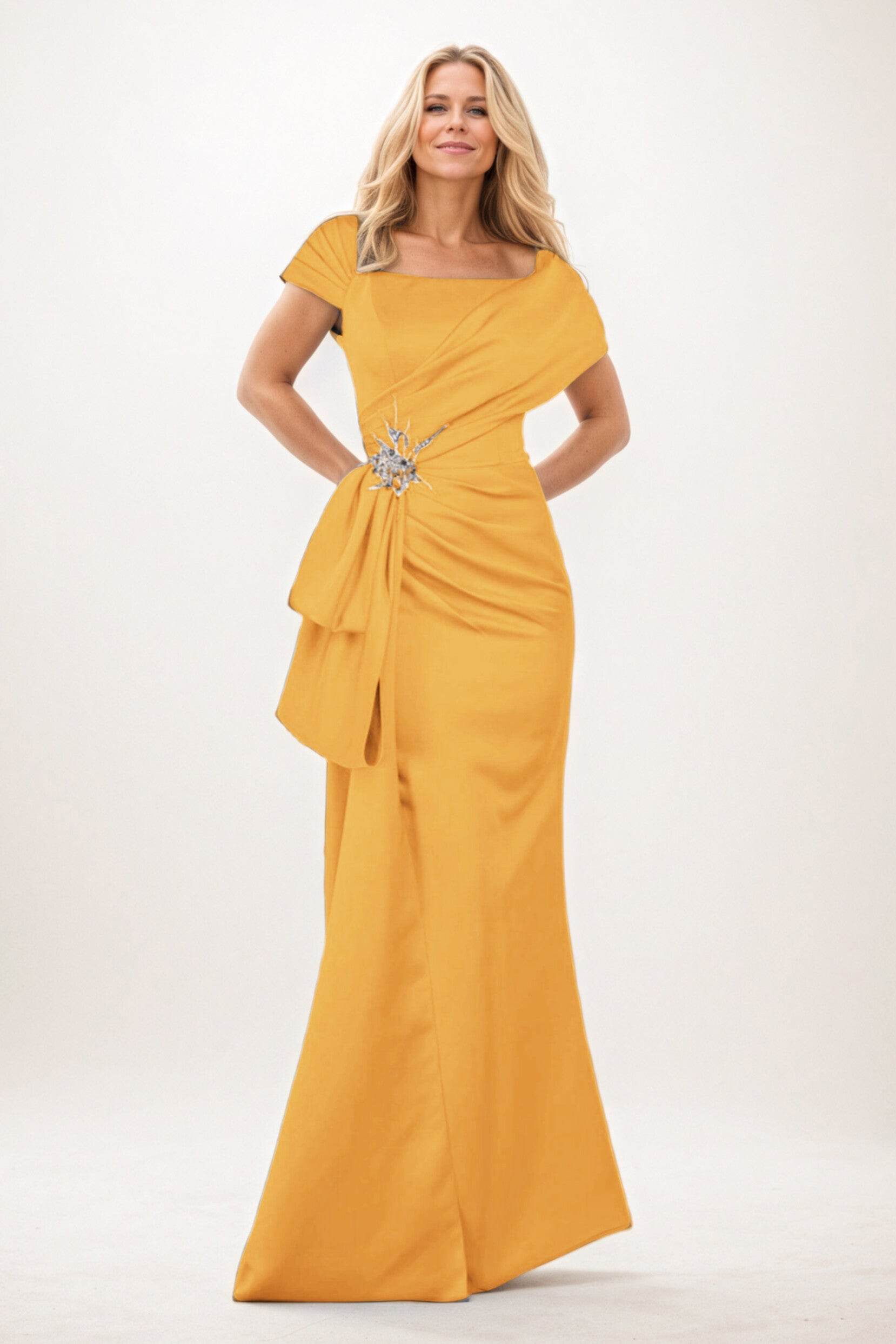Trumpet-Mermaid Maxi Satin Mother of the Bride Dresses CM0385