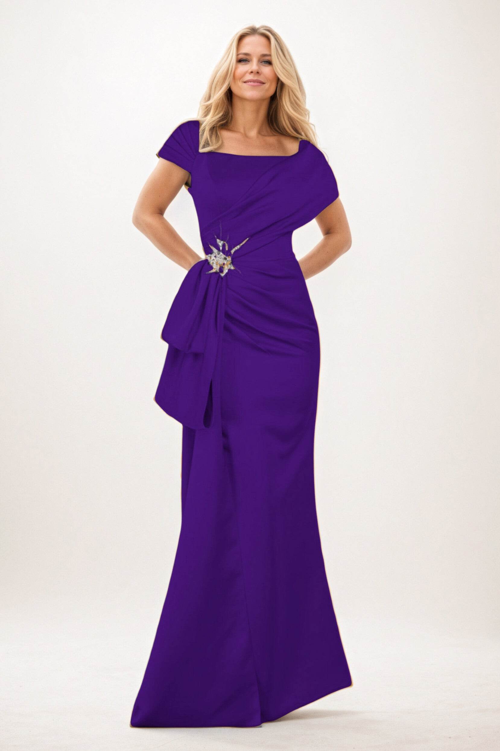 Trumpet-Mermaid Maxi Satin Mother of the Bride Dresses CM0385