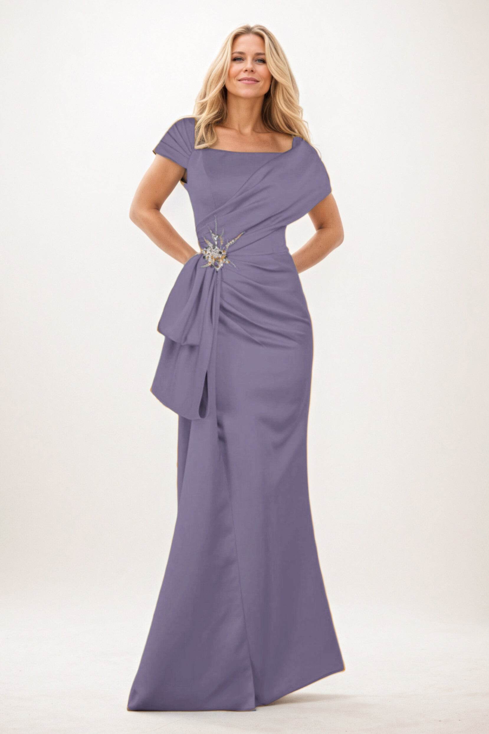 Trumpet-Mermaid Maxi Satin Mother of the Bride Dresses CM0385