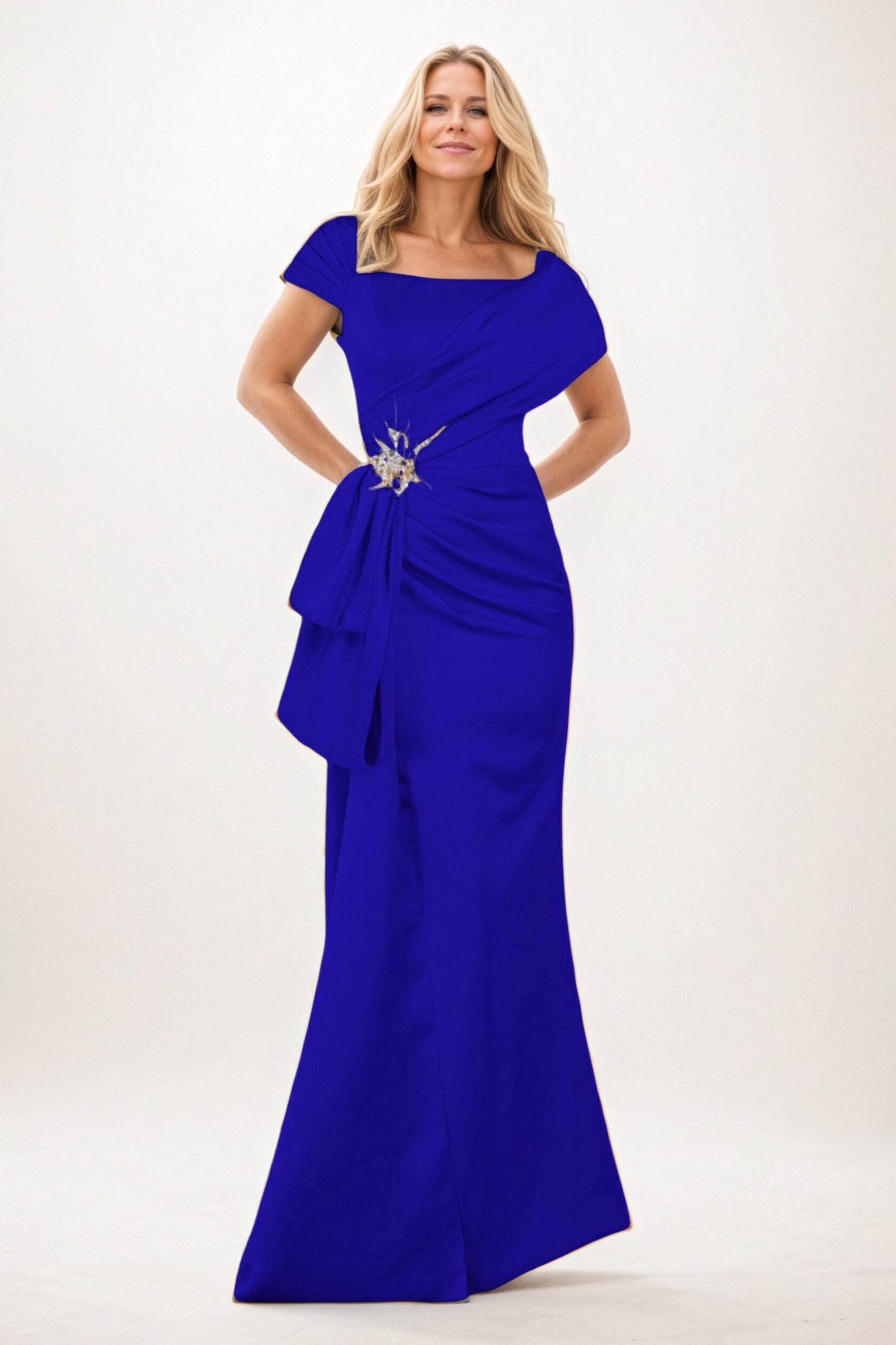 Trumpet-Mermaid Maxi Satin Mother of the Bride Dresses CM0385
