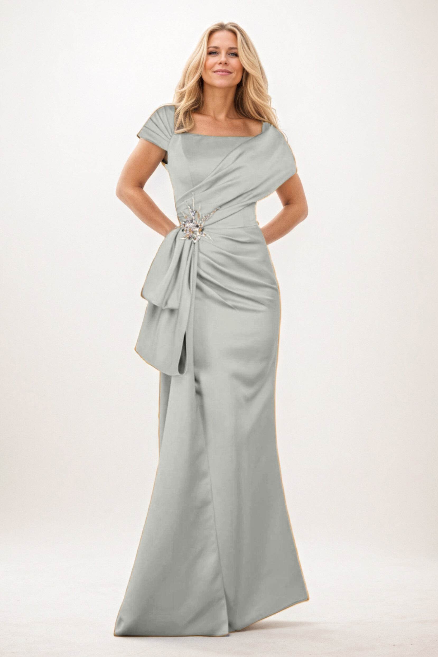 Trumpet-Mermaid Maxi Satin Mother of the Bride Dresses CM0385