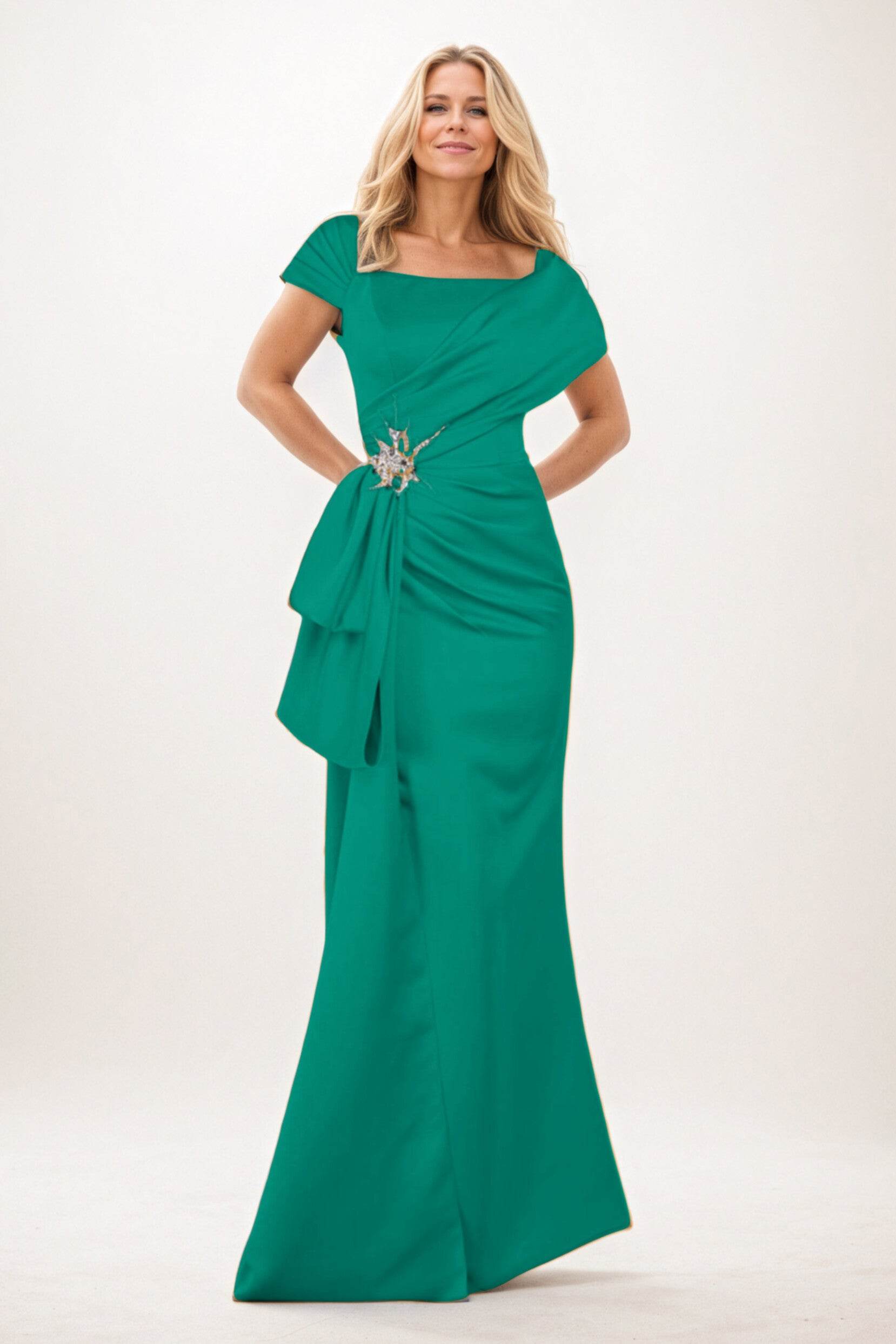 Trumpet-Mermaid Maxi Satin Mother of the Bride Dresses CM0385