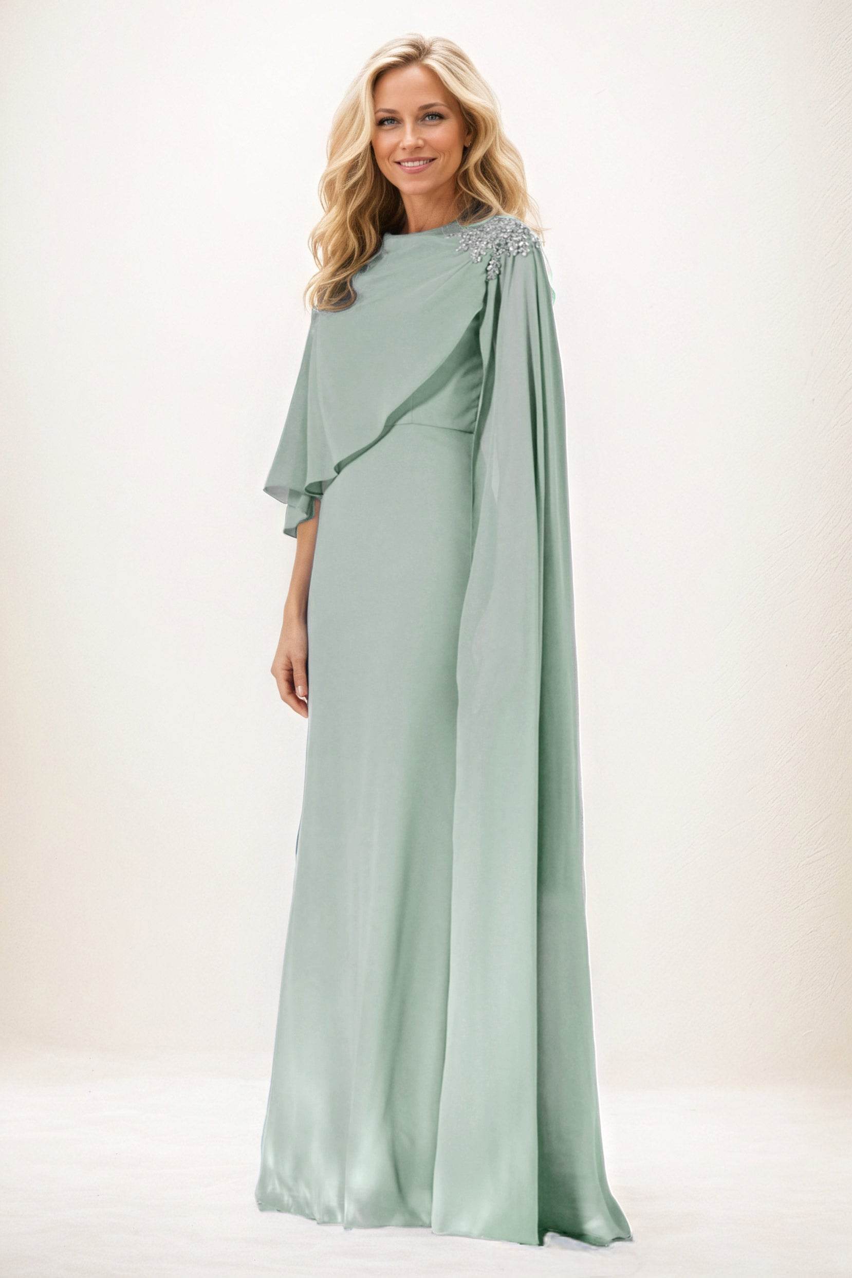 Sheath-Column Maxi Chiffon Mother of the Bride Dresses CM0388