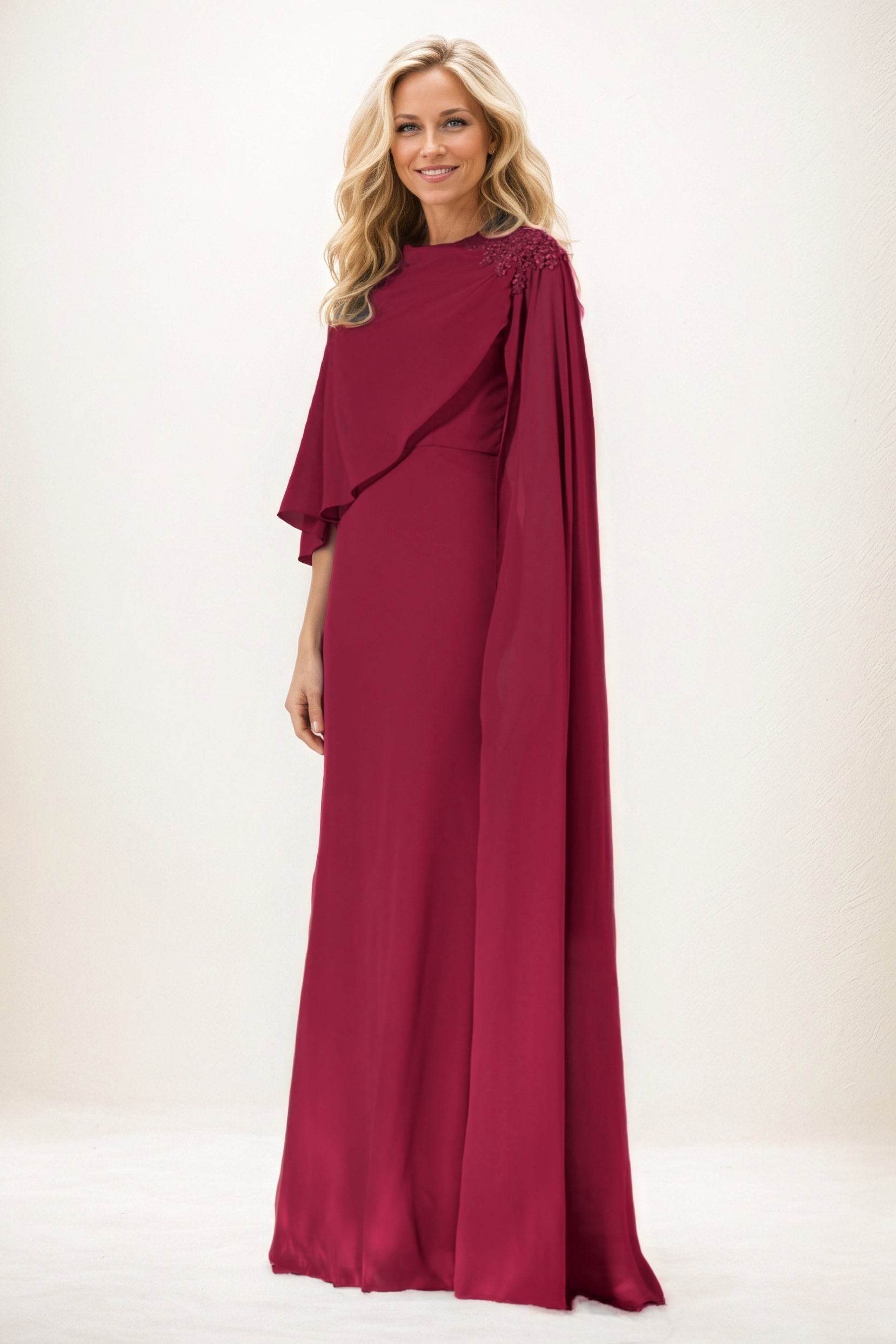 Sheath-Column Maxi Chiffon Mother of the Bride Dresses CM0388