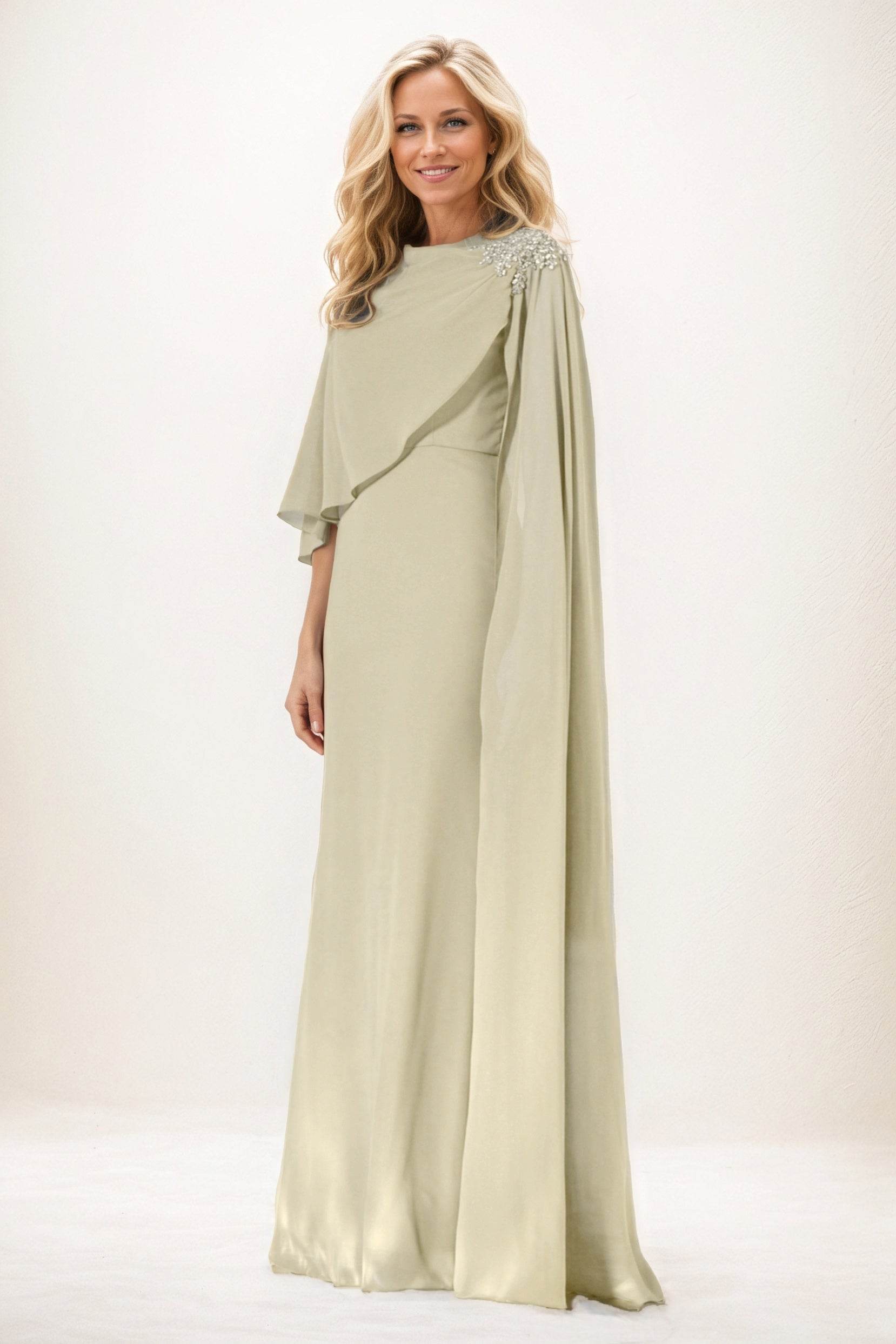 Sheath-Column Maxi Chiffon Mother of the Bride Dresses CM0388
