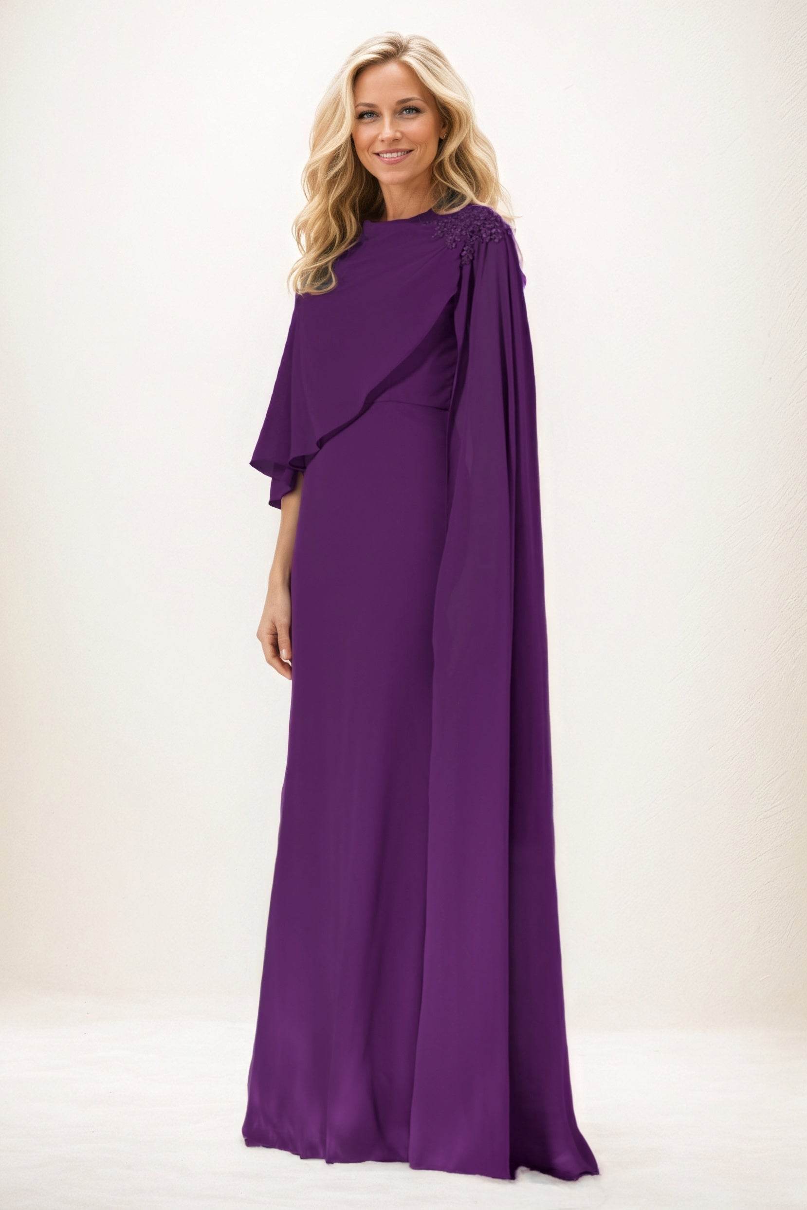 Sheath-Column Maxi Chiffon Mother of the Bride Dresses CM0388