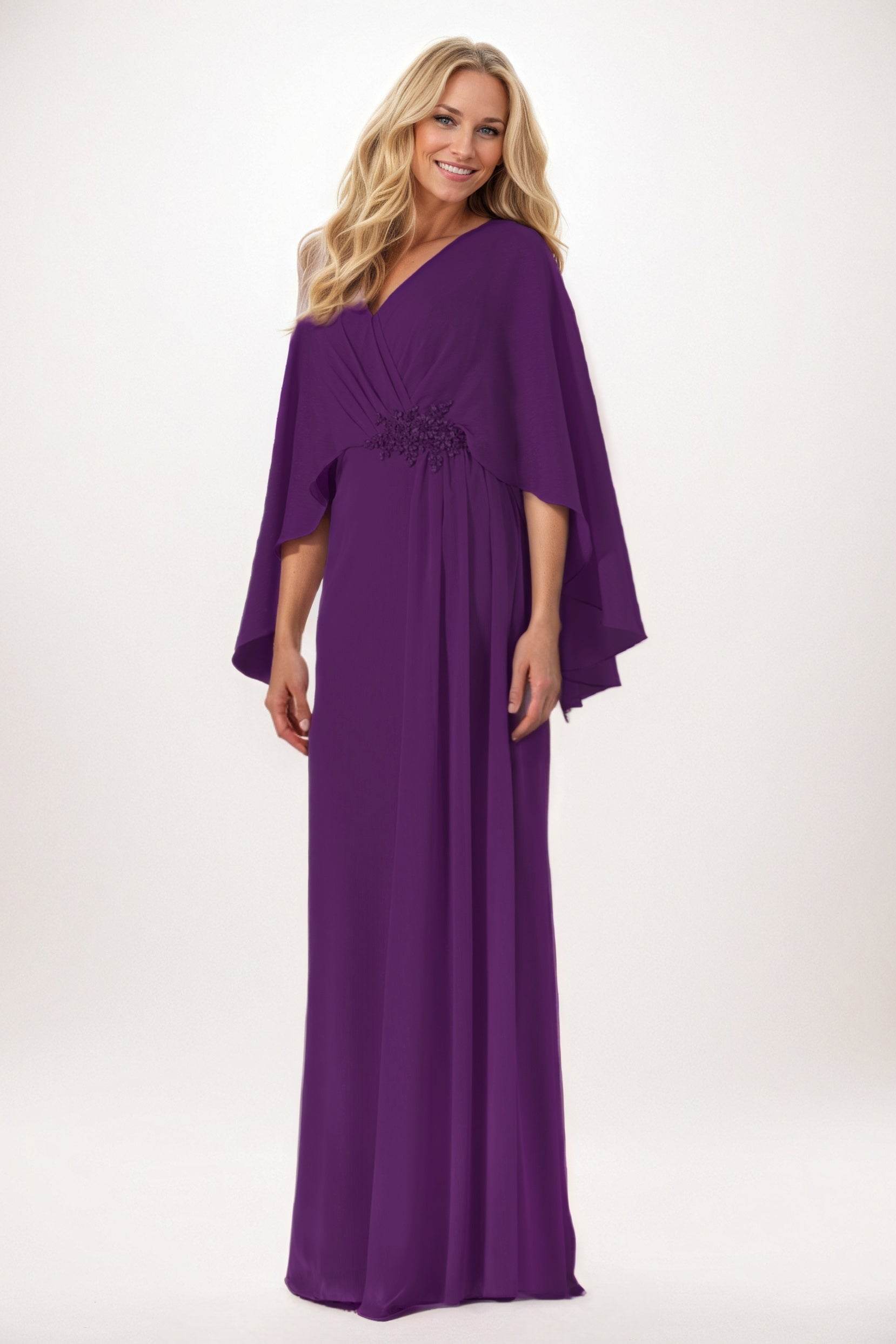 Sheath-Column Maxi Chiffon Mother of the Bride Dresses CM0389