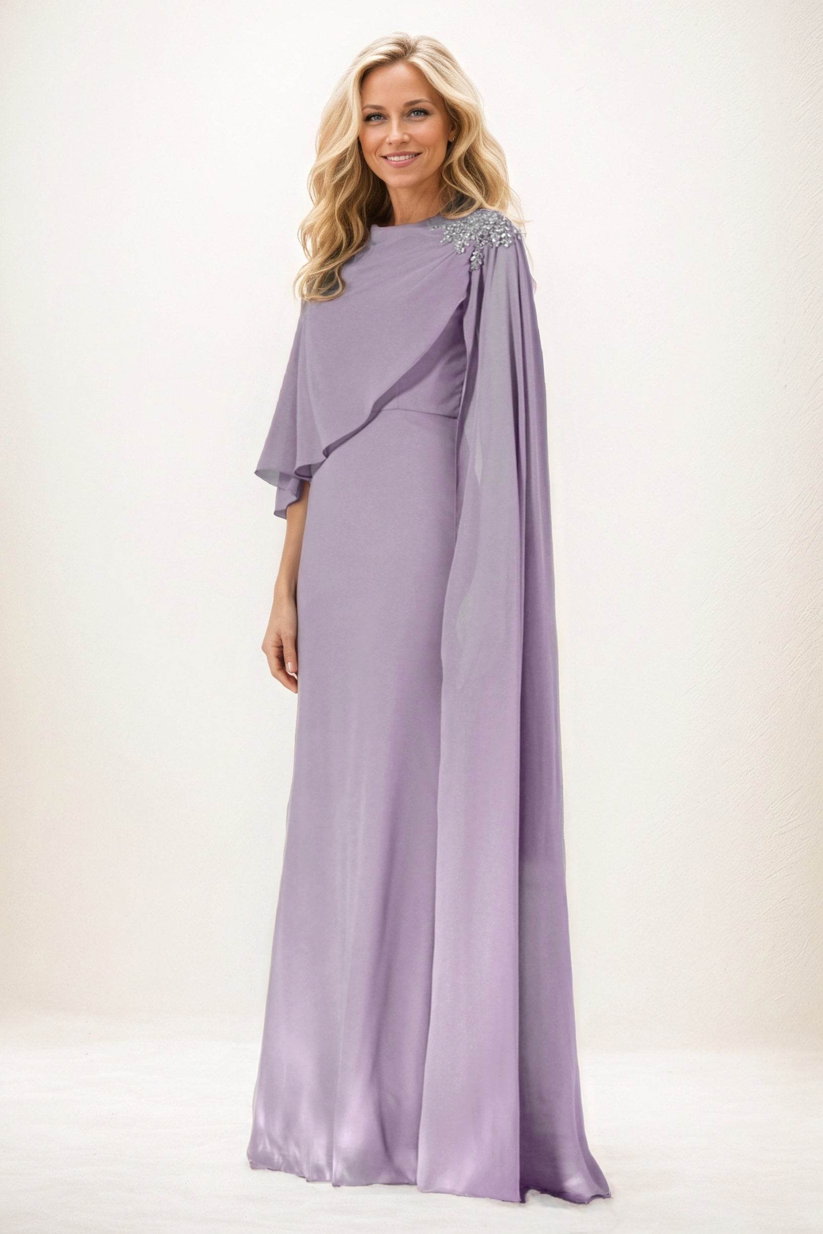 Sheath-Column Maxi Chiffon Mother of the Bride Dresses CM0388