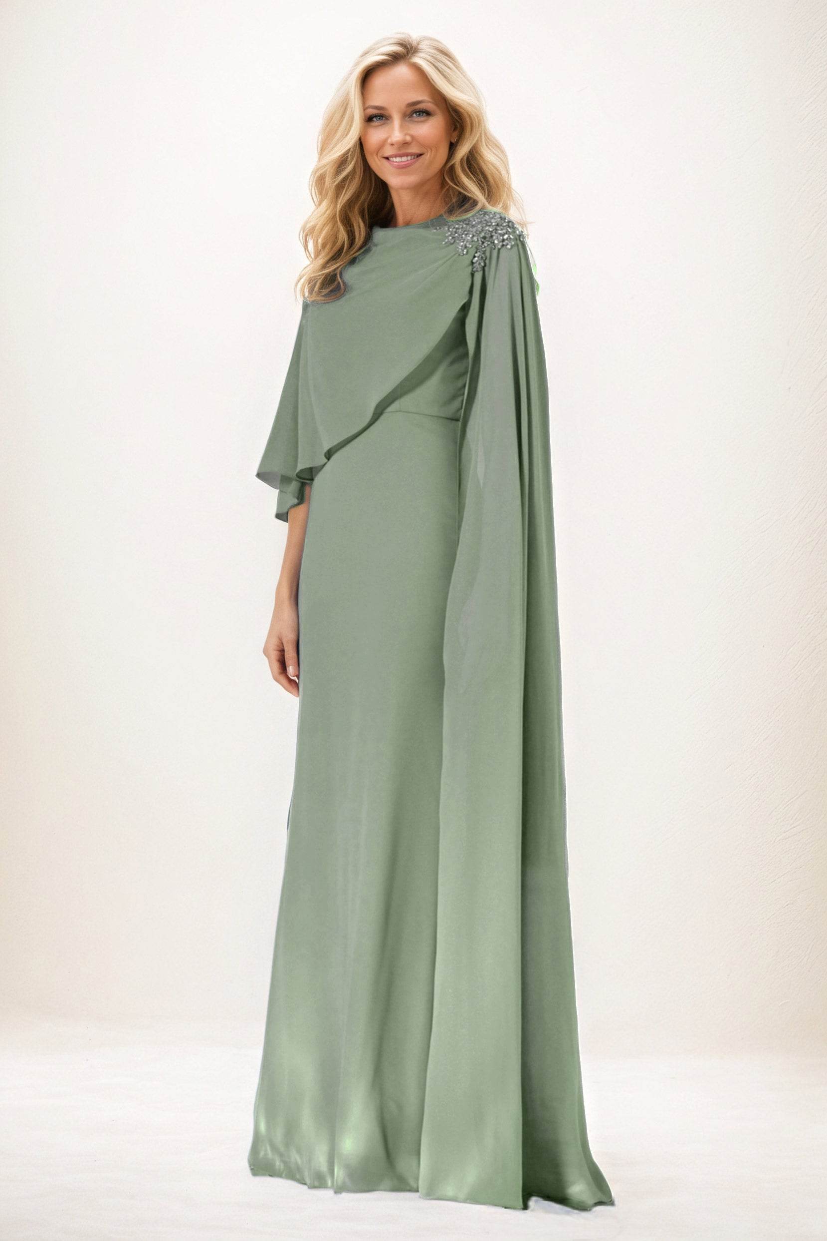 Sheath-Column Maxi Chiffon Mother of the Bride Dresses CM0388