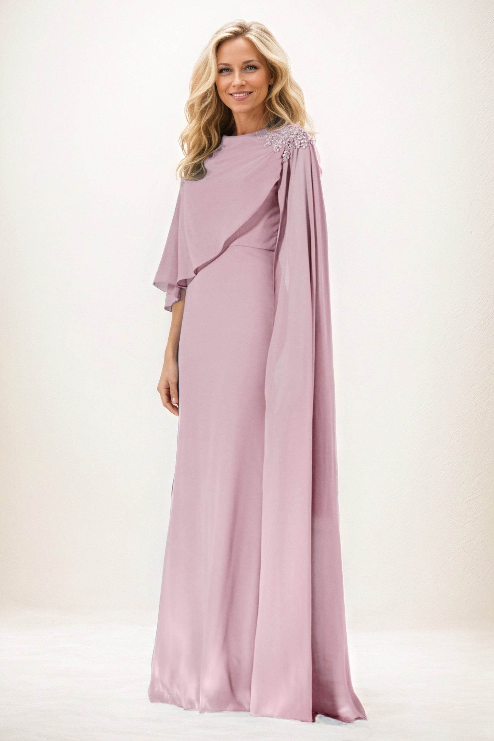 Sheath-Column Maxi Chiffon Mother of the Bride Dresses CM0388