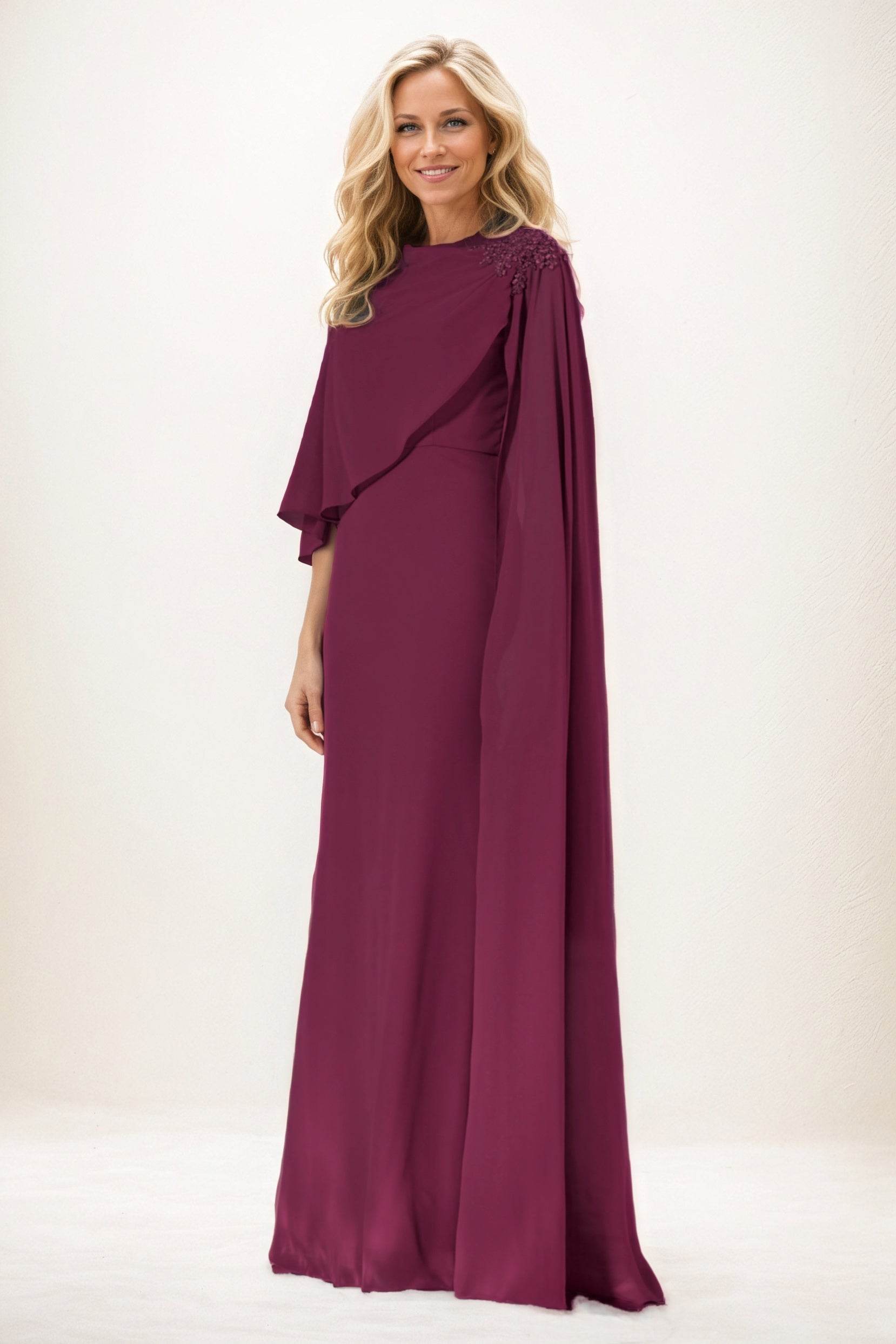Sheath-Column Maxi Chiffon Mother of the Bride Dresses CM0388