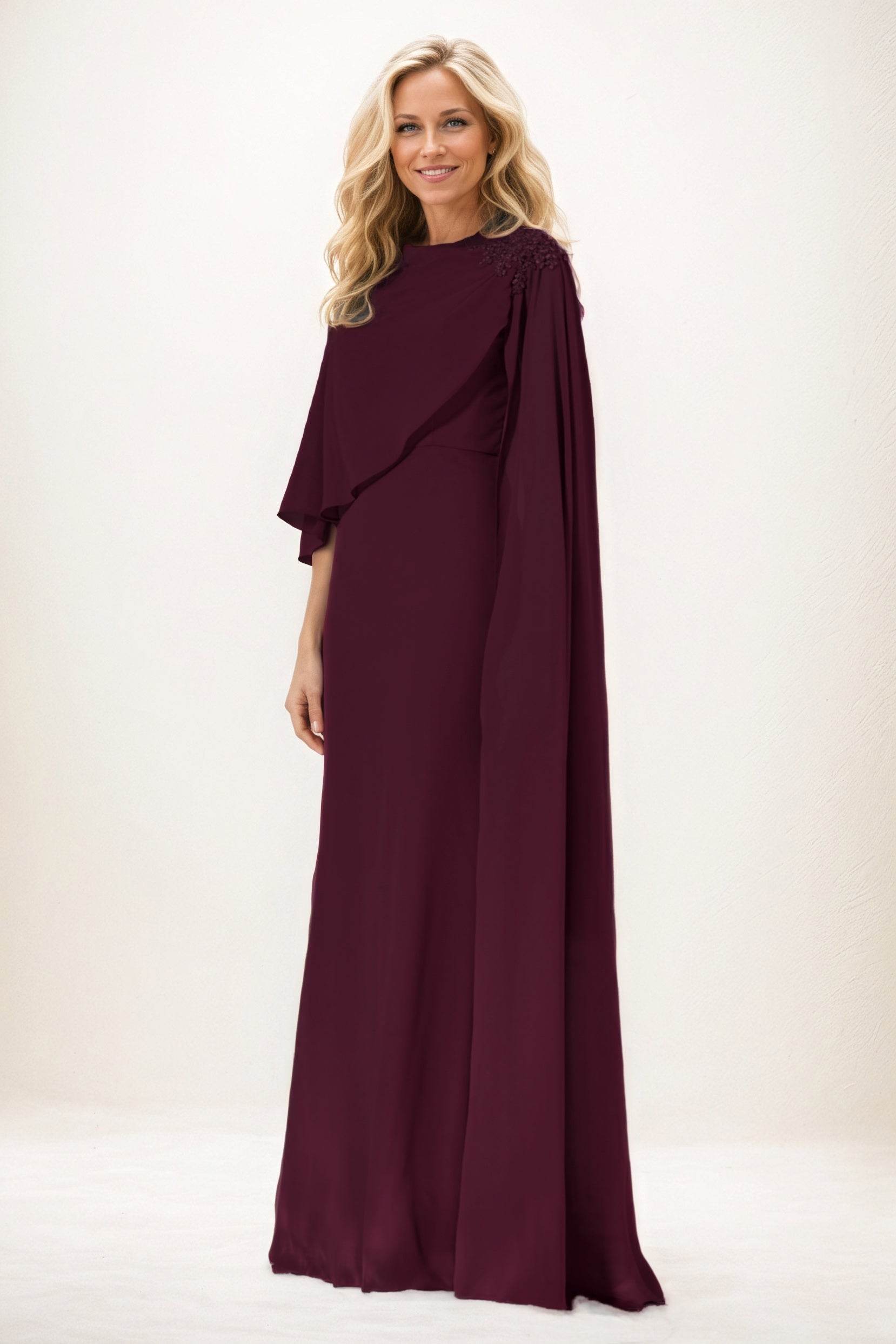Sheath-Column Maxi Chiffon Mother of the Bride Dresses CM0388