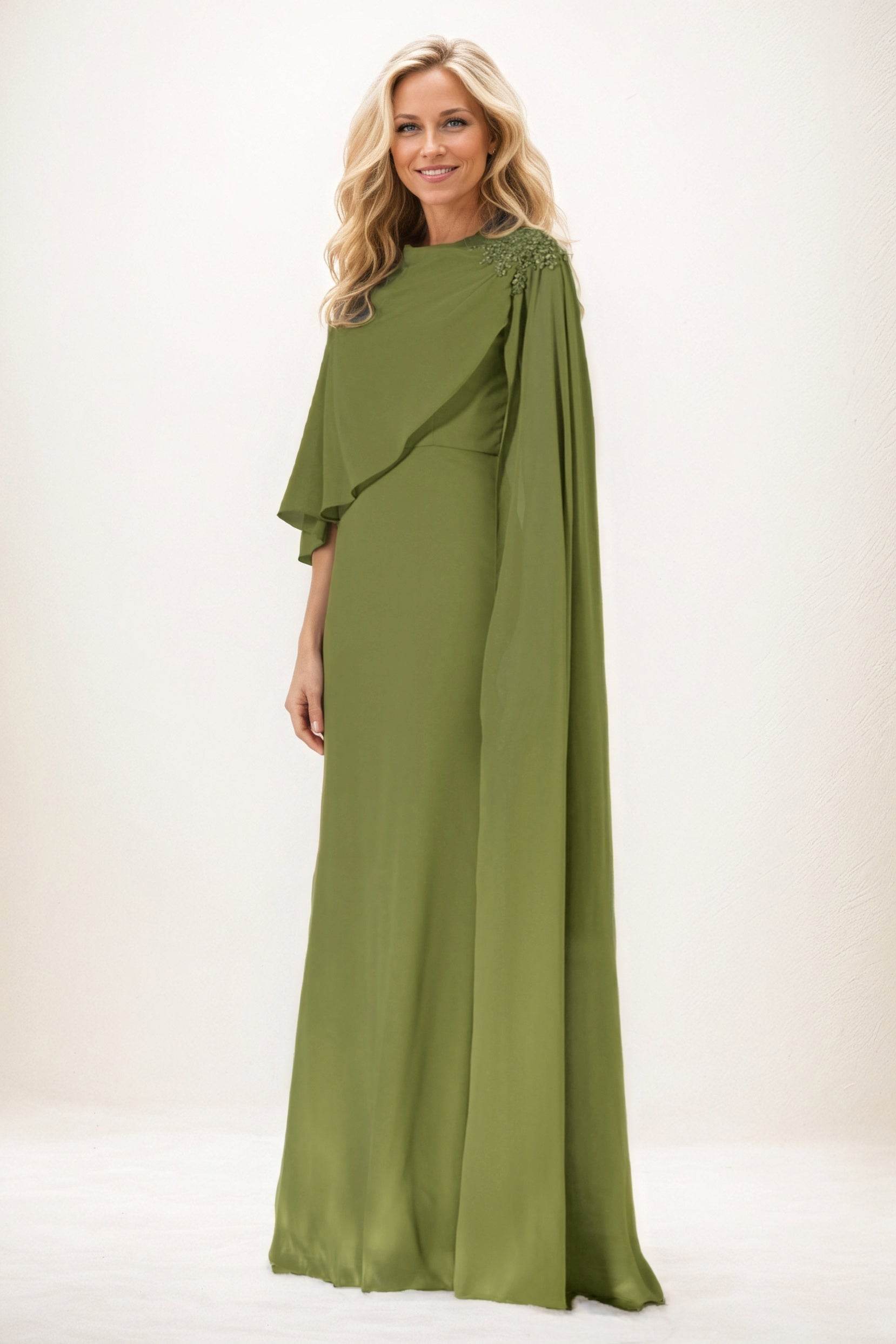 Sheath-Column Maxi Chiffon Mother of the Bride Dresses CM0388