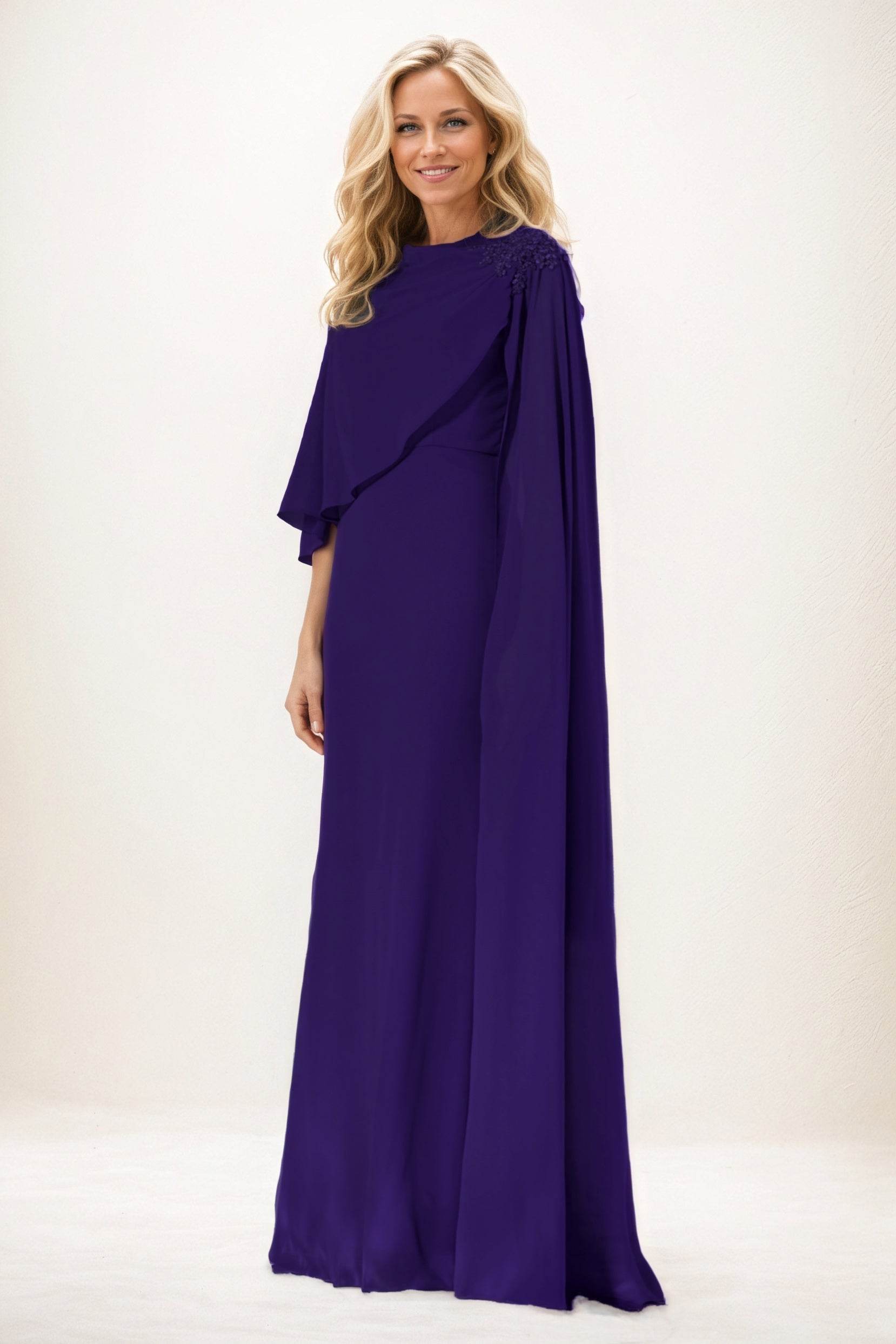 Sheath-Column Maxi Chiffon Mother of the Bride Dresses CM0388