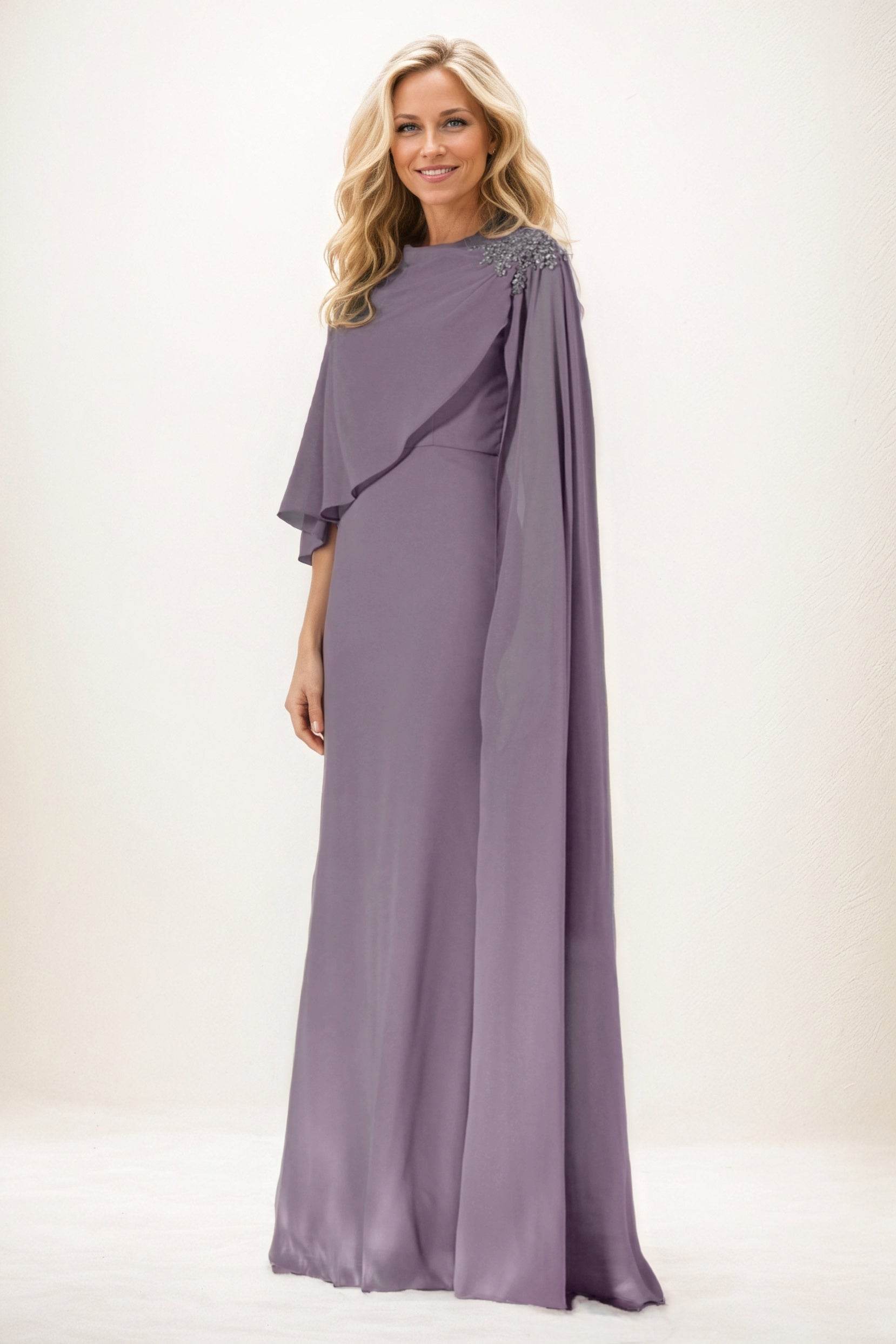 Sheath-Column Maxi Chiffon Mother of the Bride Dresses CM0388