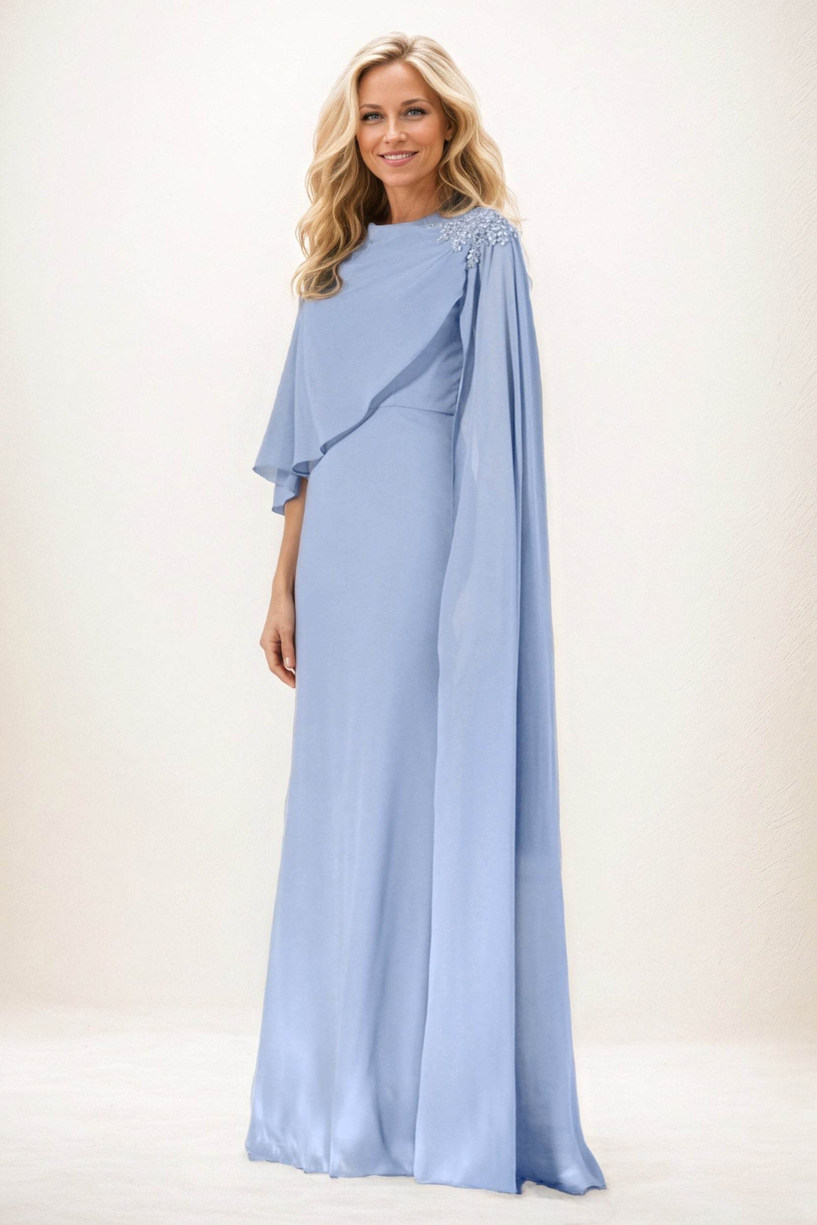 Sheath-Column Maxi Chiffon Mother of the Bride Dresses CM0388