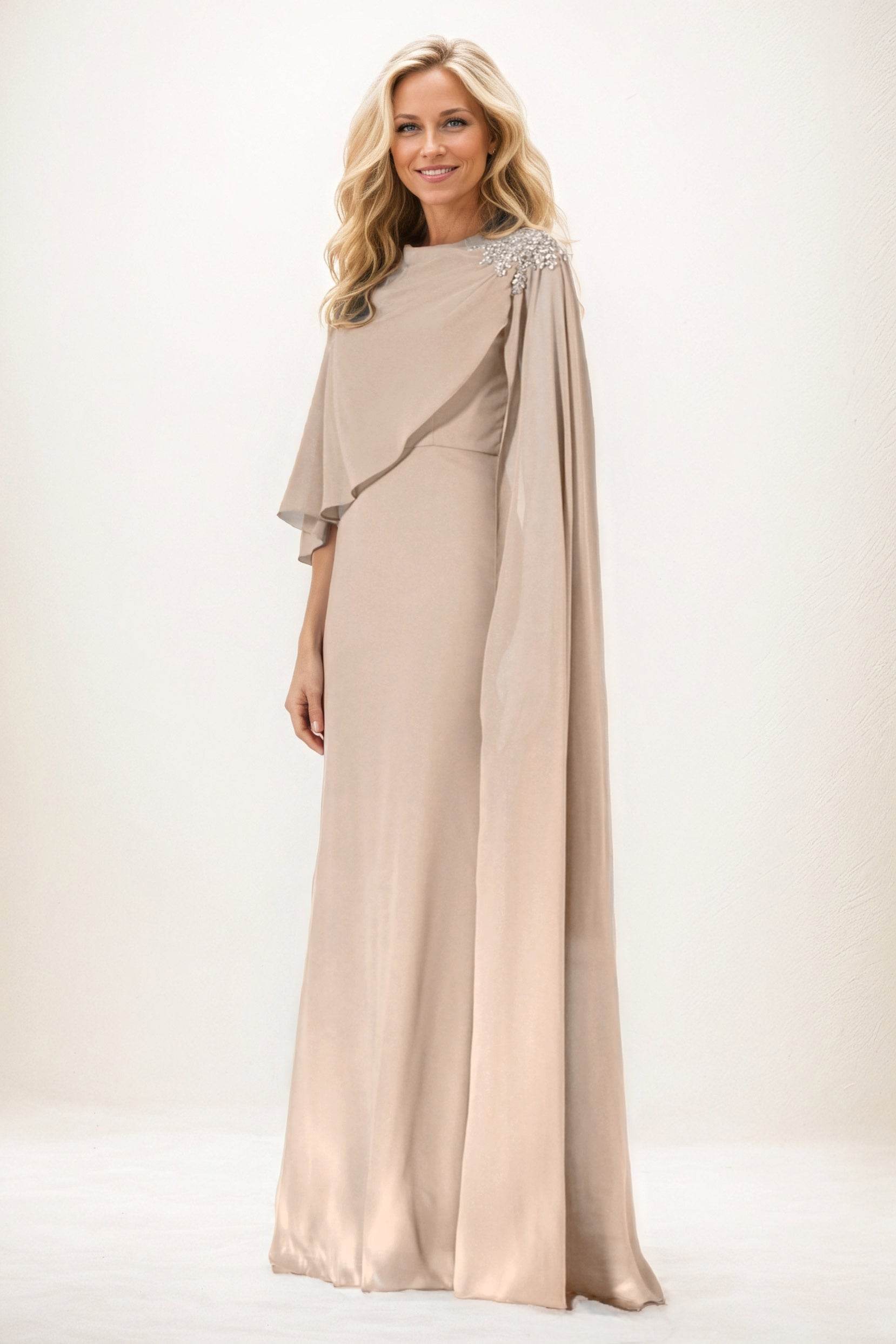 Sheath-Column Maxi Chiffon Mother of the Bride Dresses CM0388