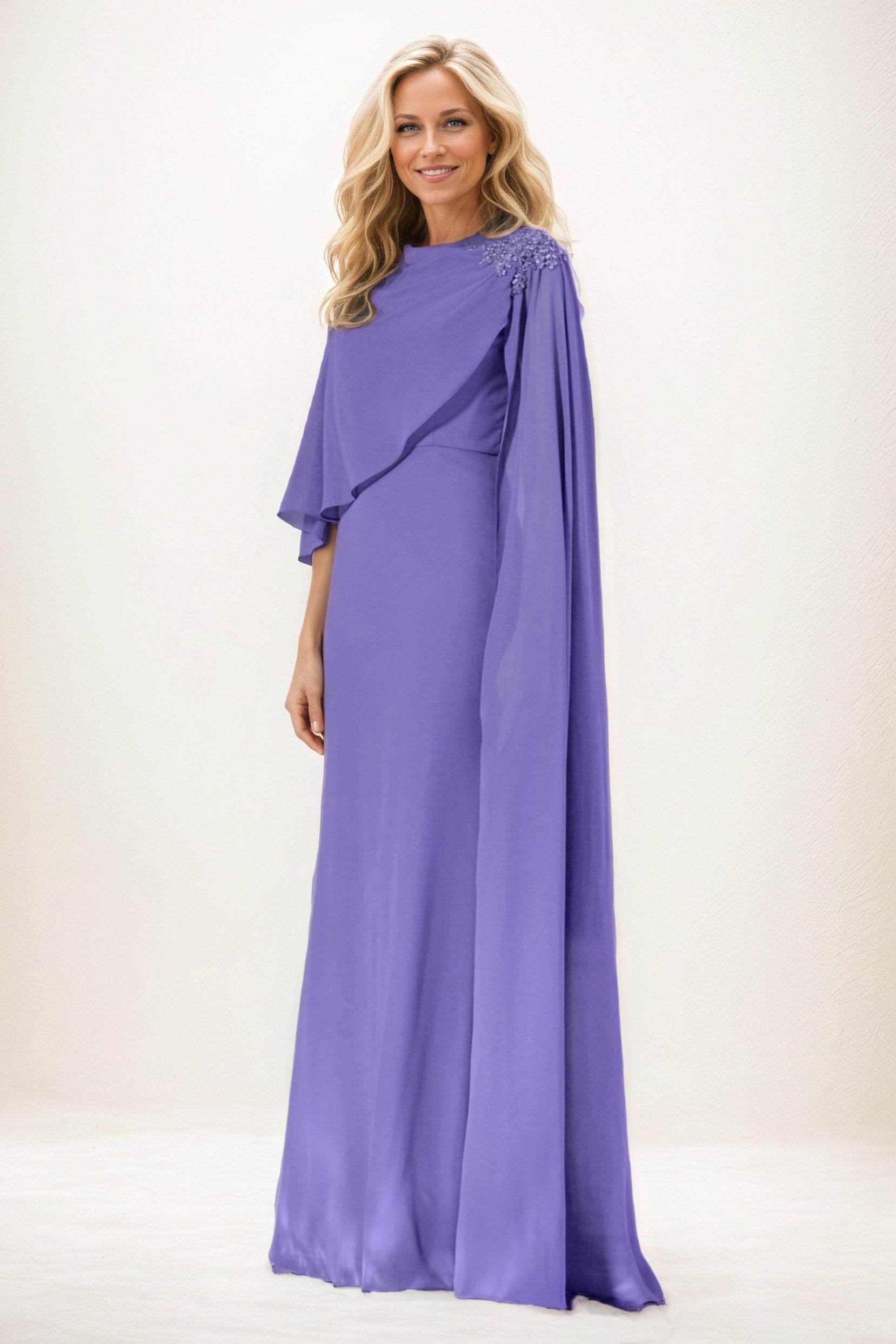 Sheath-Column Maxi Chiffon Mother of the Bride Dresses CM0388