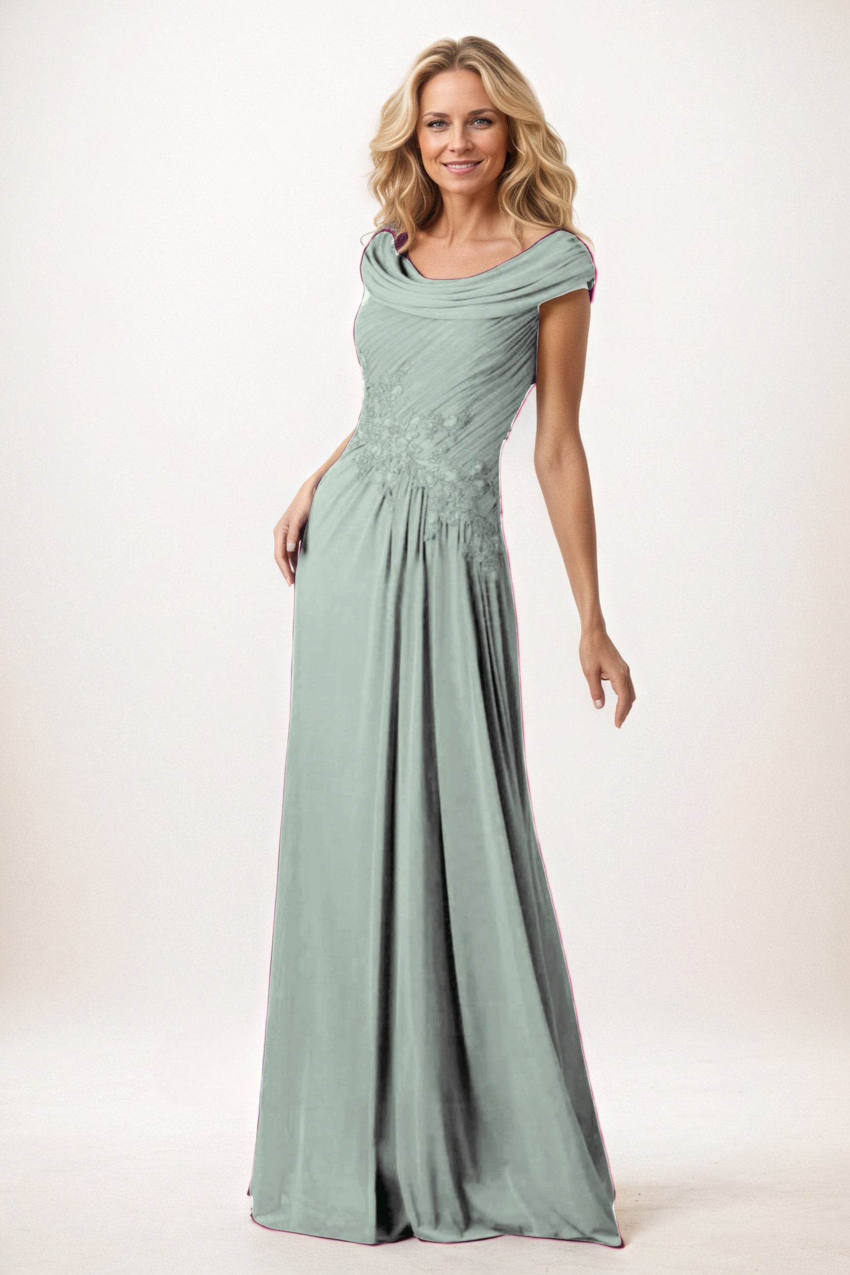 A-Line Maxi Chiffon Mother of the Bride Dresses CM0390