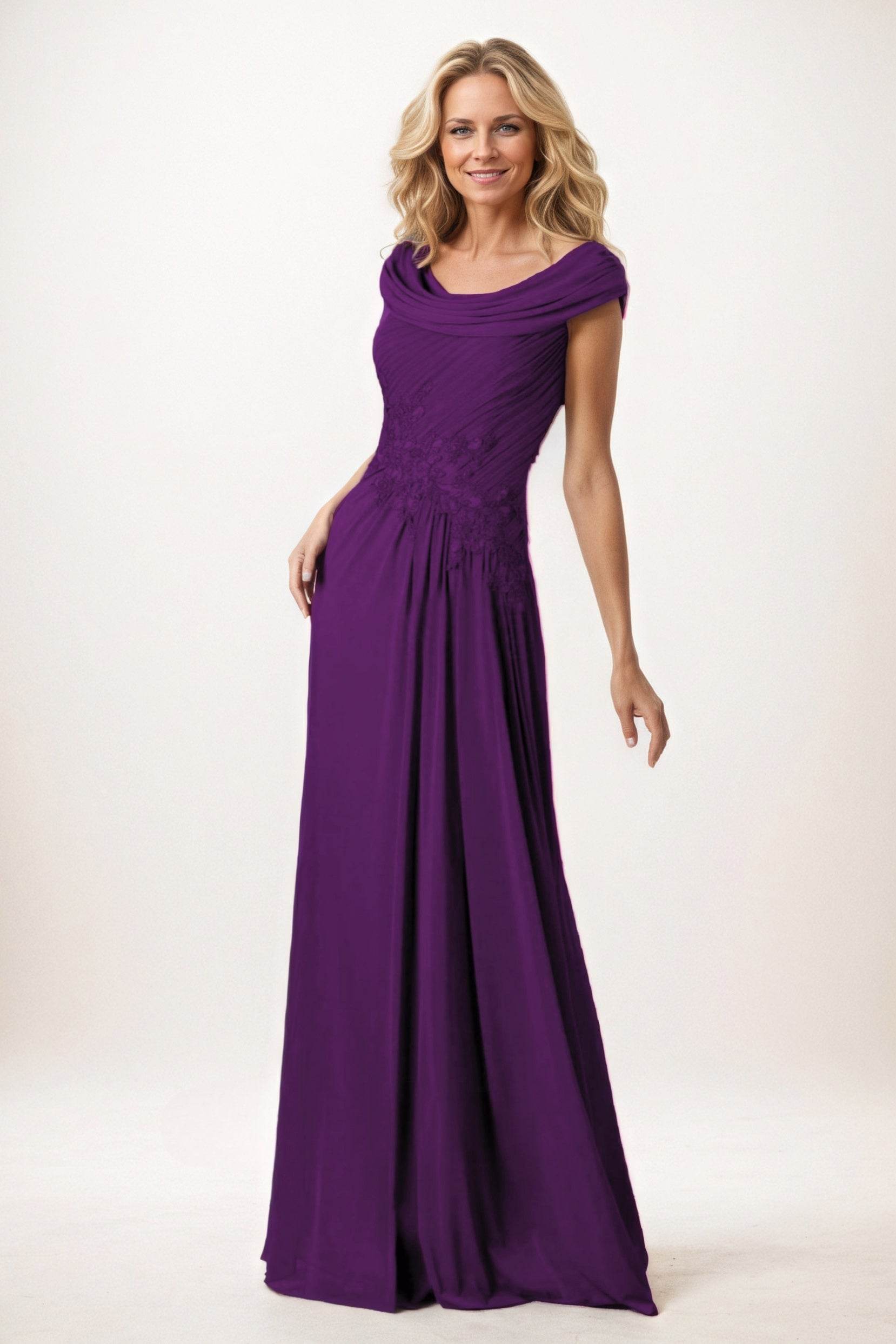 A-Line Maxi Chiffon Mother of the Bride Dresses CM0390
