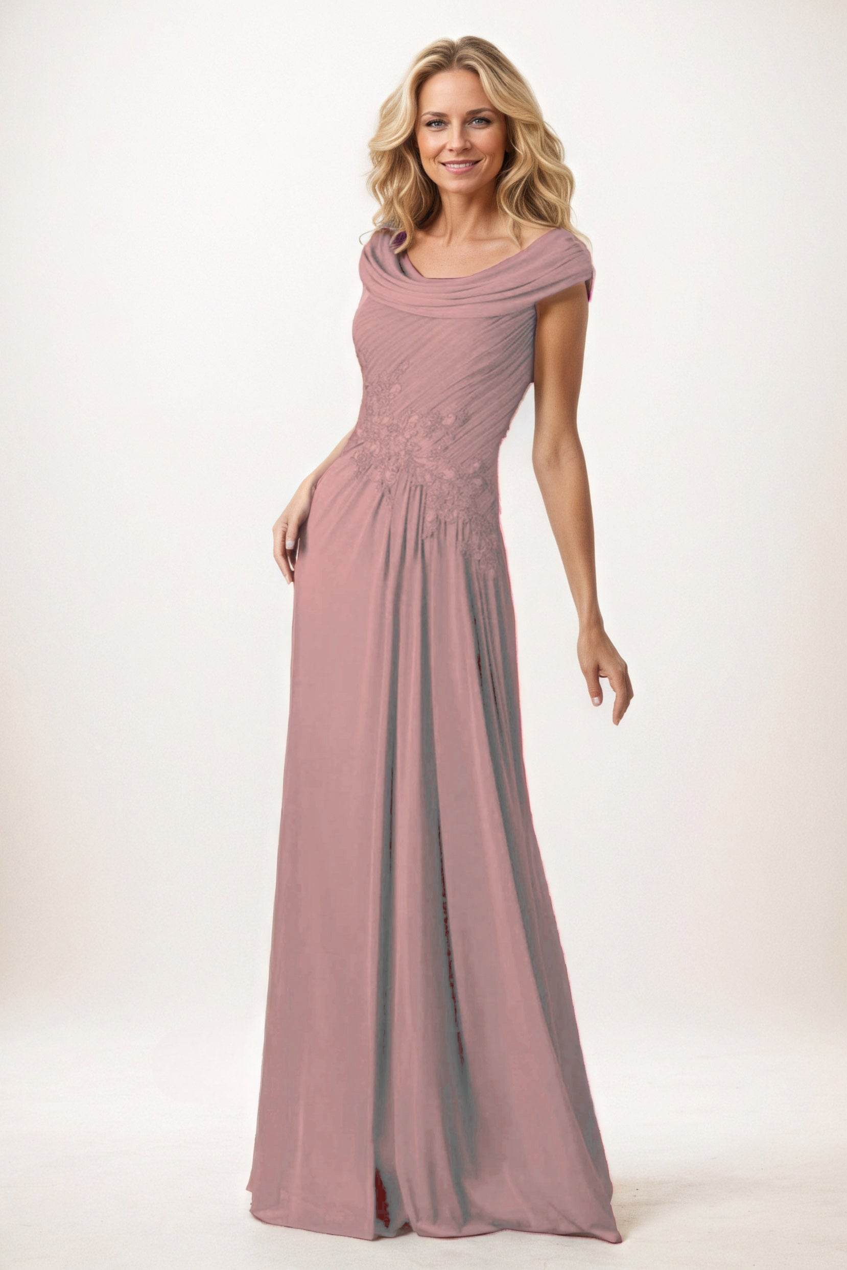 A-Line Maxi Chiffon Mother of the Bride Dresses CM0390