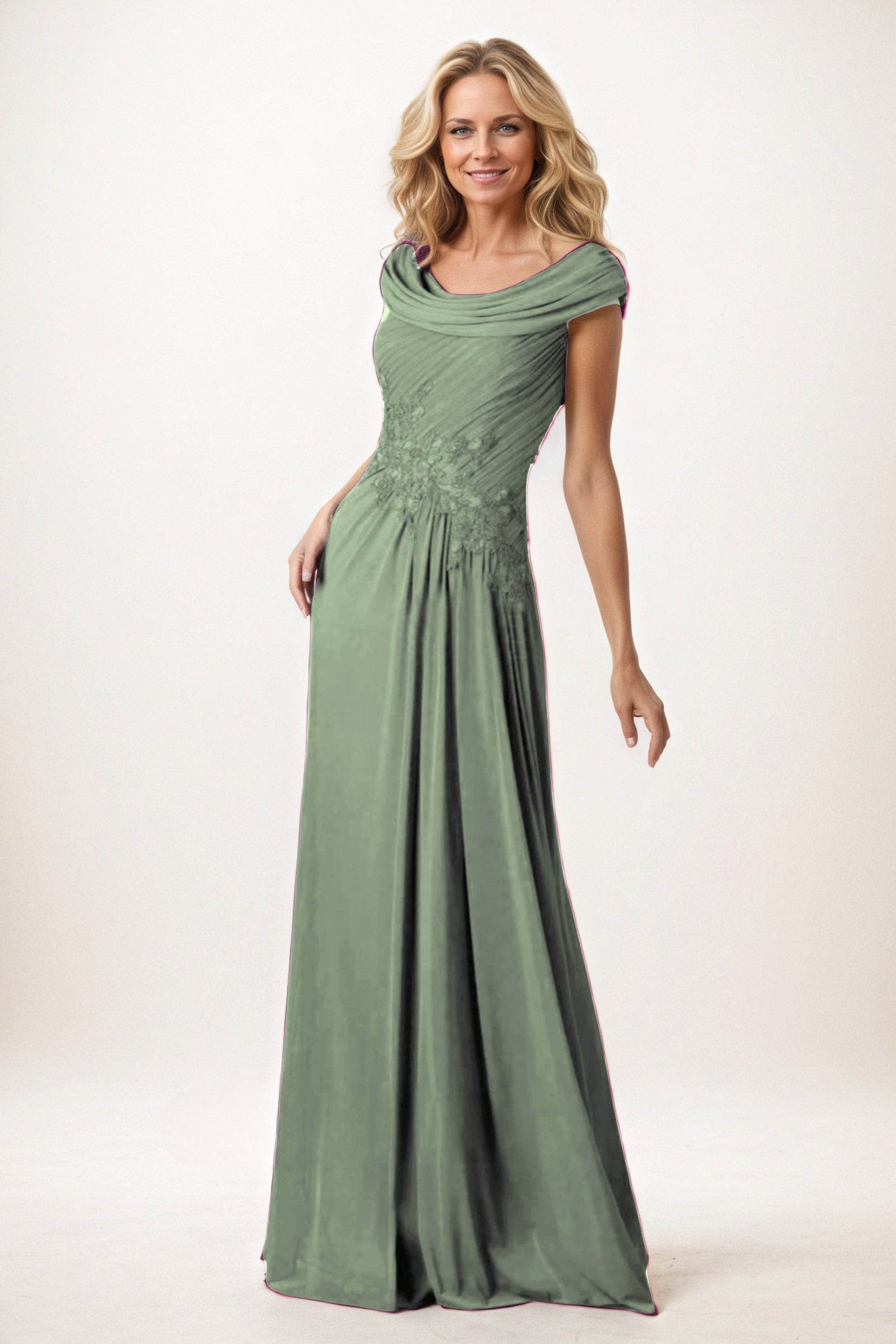 A-Line Maxi Chiffon Mother of the Bride Dresses CM0390
