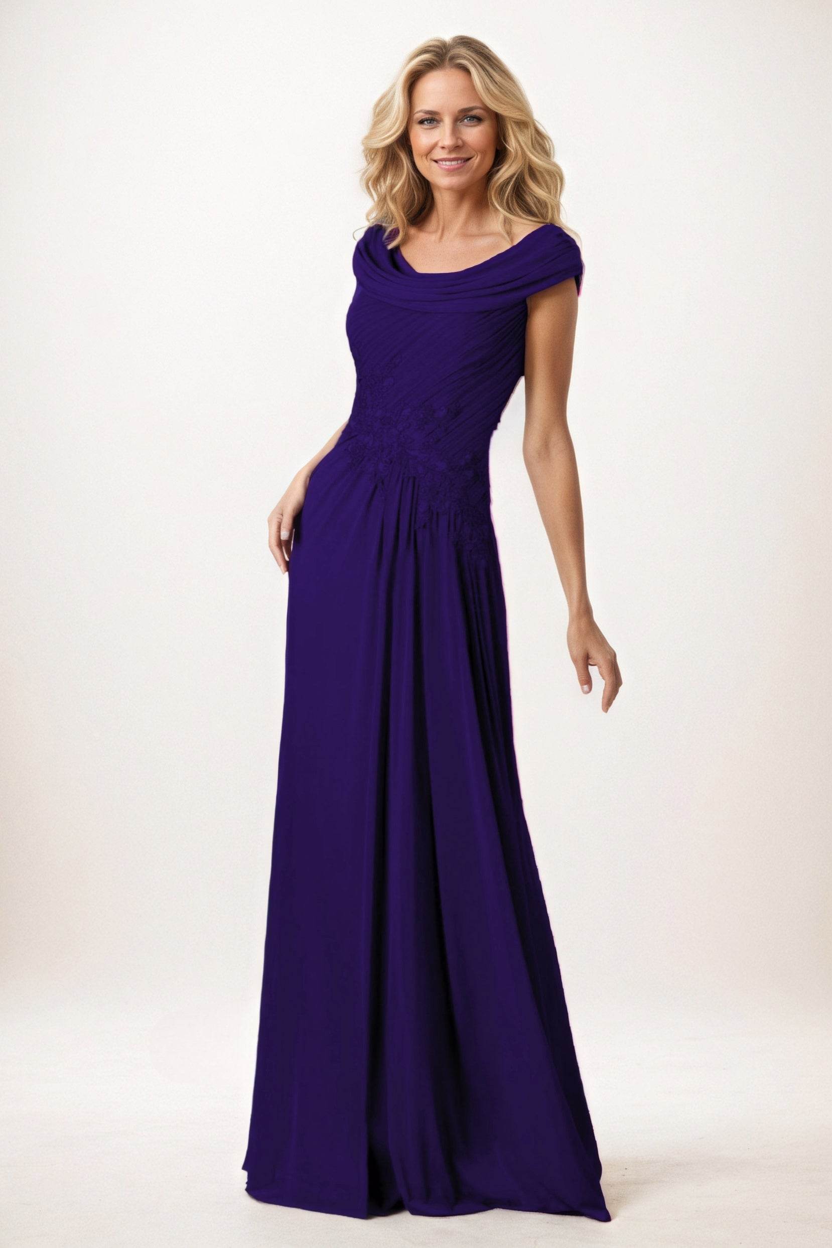 A-Line Maxi Chiffon Mother of the Bride Dresses CM0390