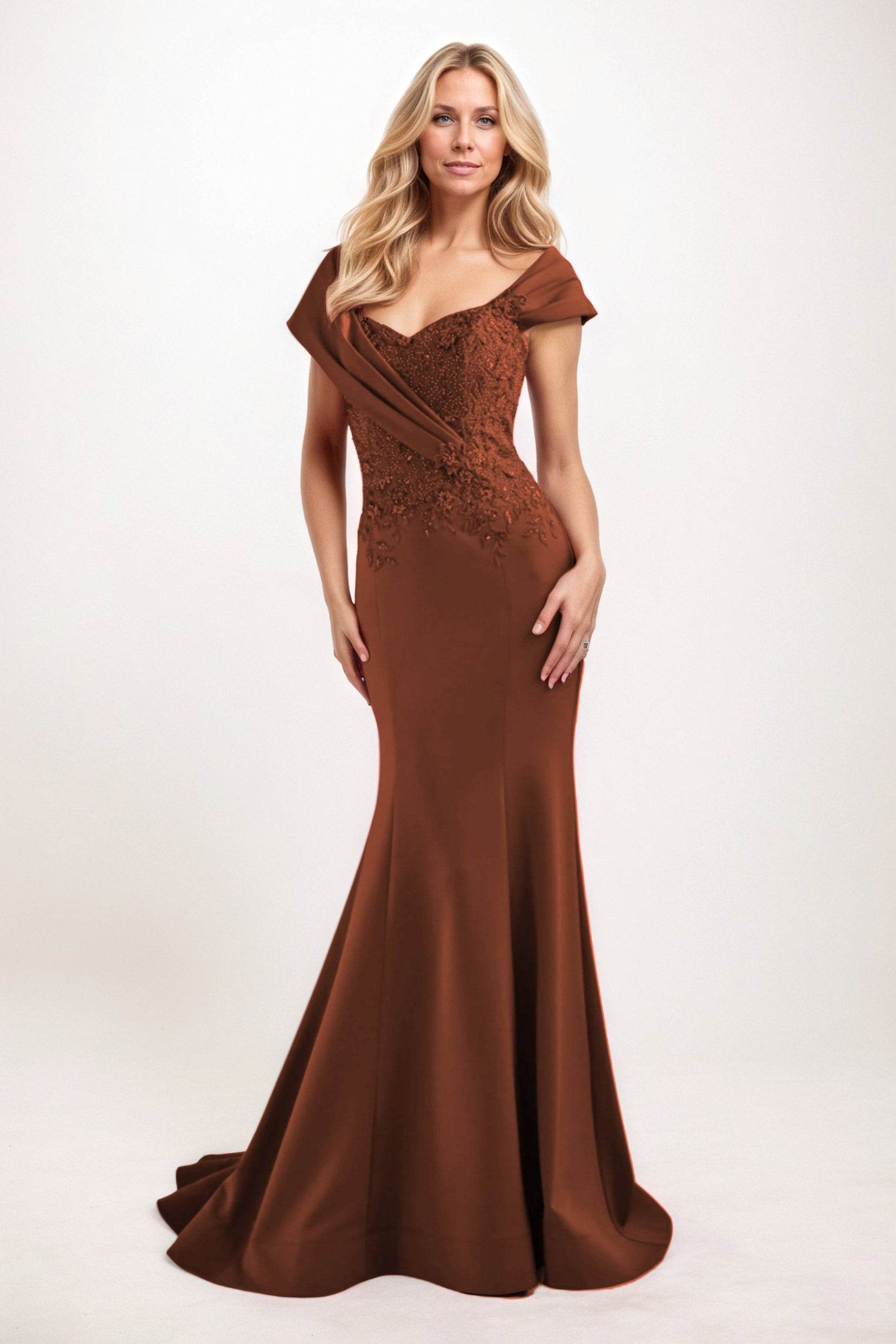Trumpet-Mermaid Maxi Satin Mother of the Bride Dresses CM0393